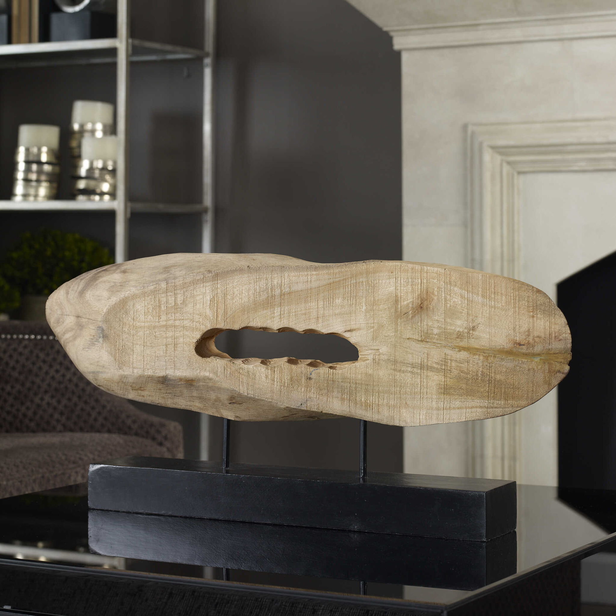 Paol - Mango Wood Sculpture - Light Brown & Black - Image 3