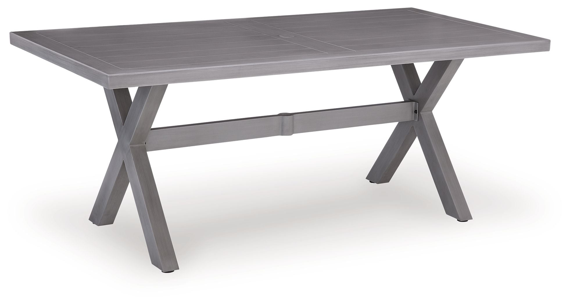 Half Moon Beach - Rectangular Dining Table With Umbrella Option - Gray - Image 1