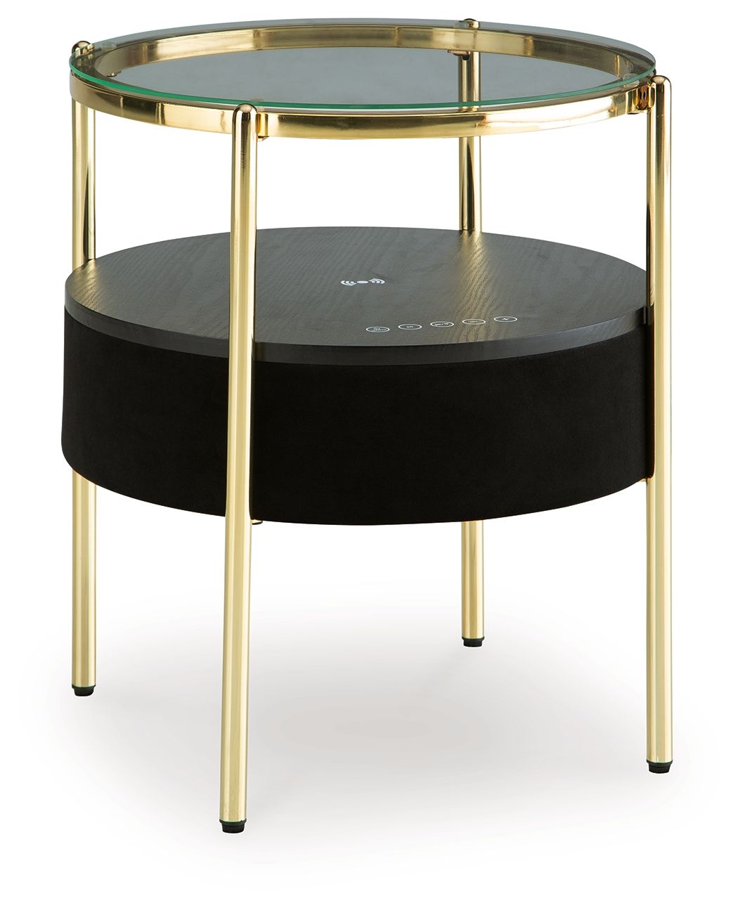 Nedman - Accent Table With Speaker - Black / Gold Finish - Image 1