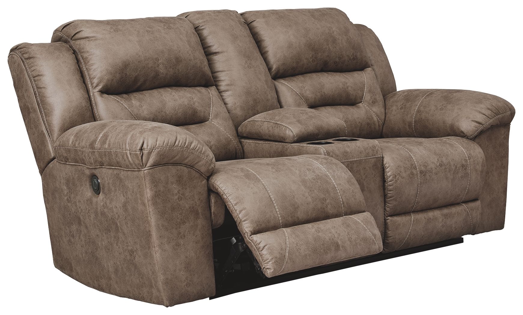 Stoneland - Dbl Power Reclining Loveseat W/Console - Faux Leather - Fossil - Image 1