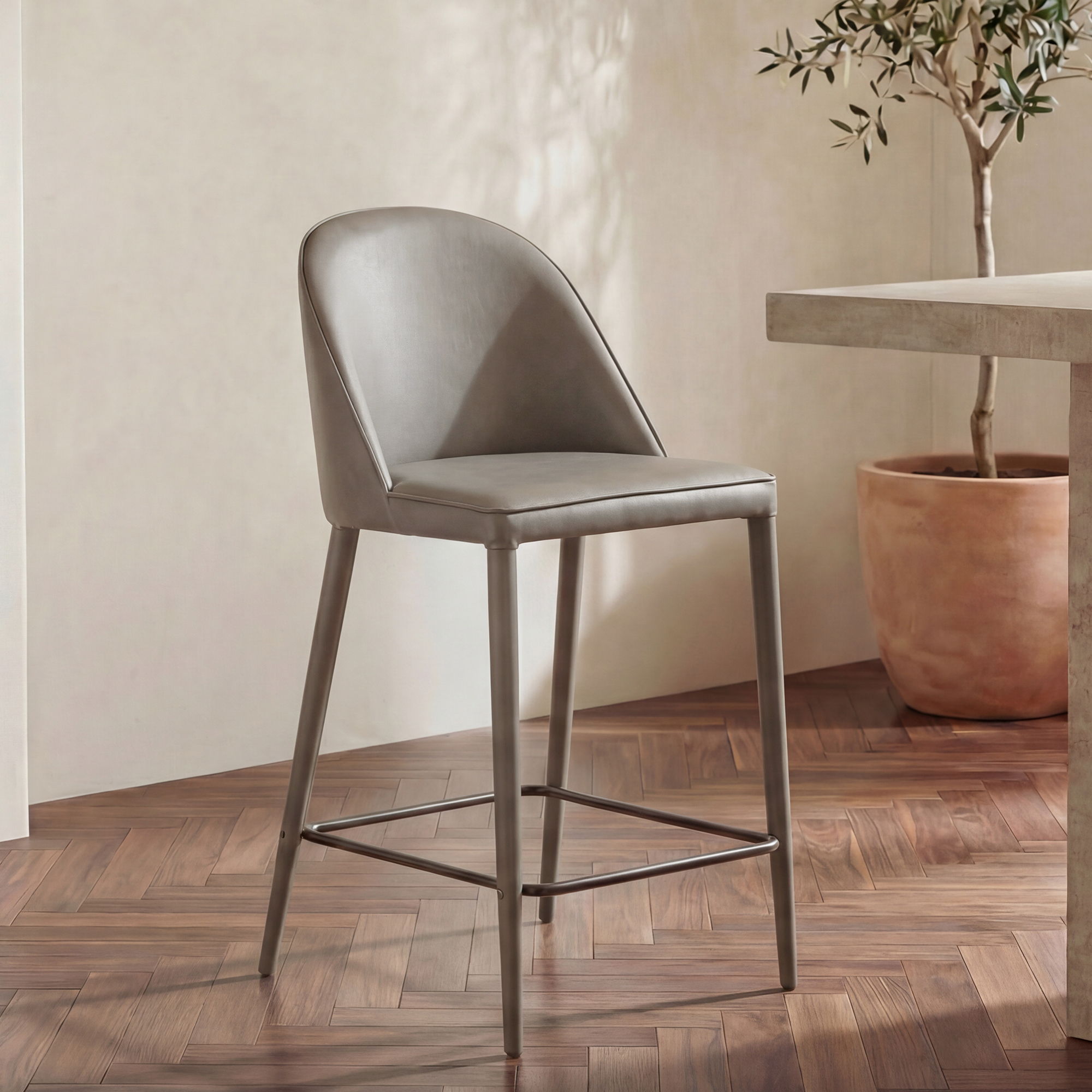 Burton – Counter Stool Vegan Leather – Gray / Blue