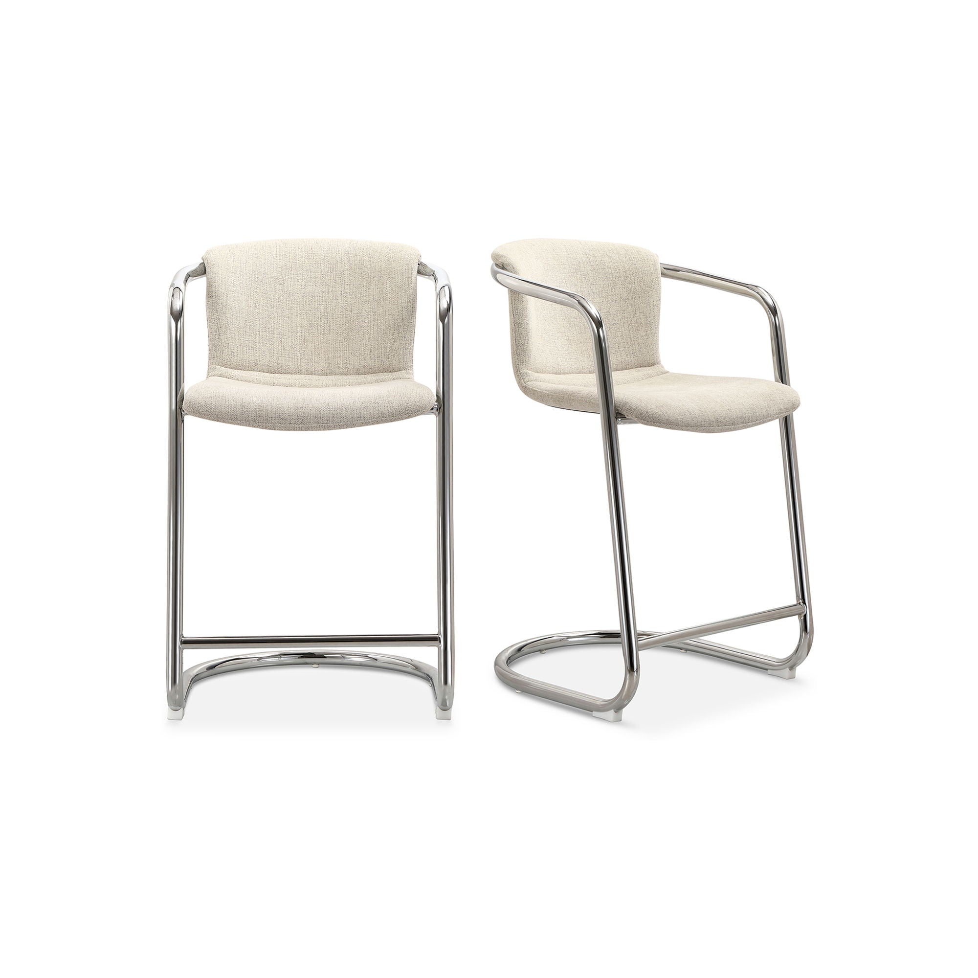 Freeman - Chrome Frame Counter Stool (Set of 2) - Blended Cream - Image 1