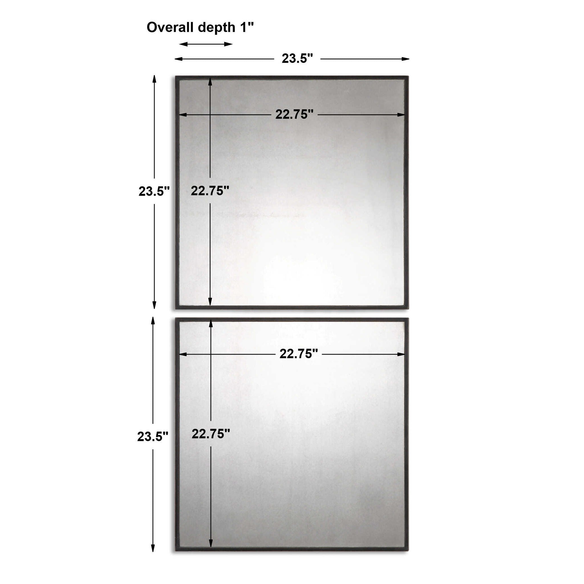 Matty Squares - Antiqued Square Mirrors (Set of 2) - Black - Image 2