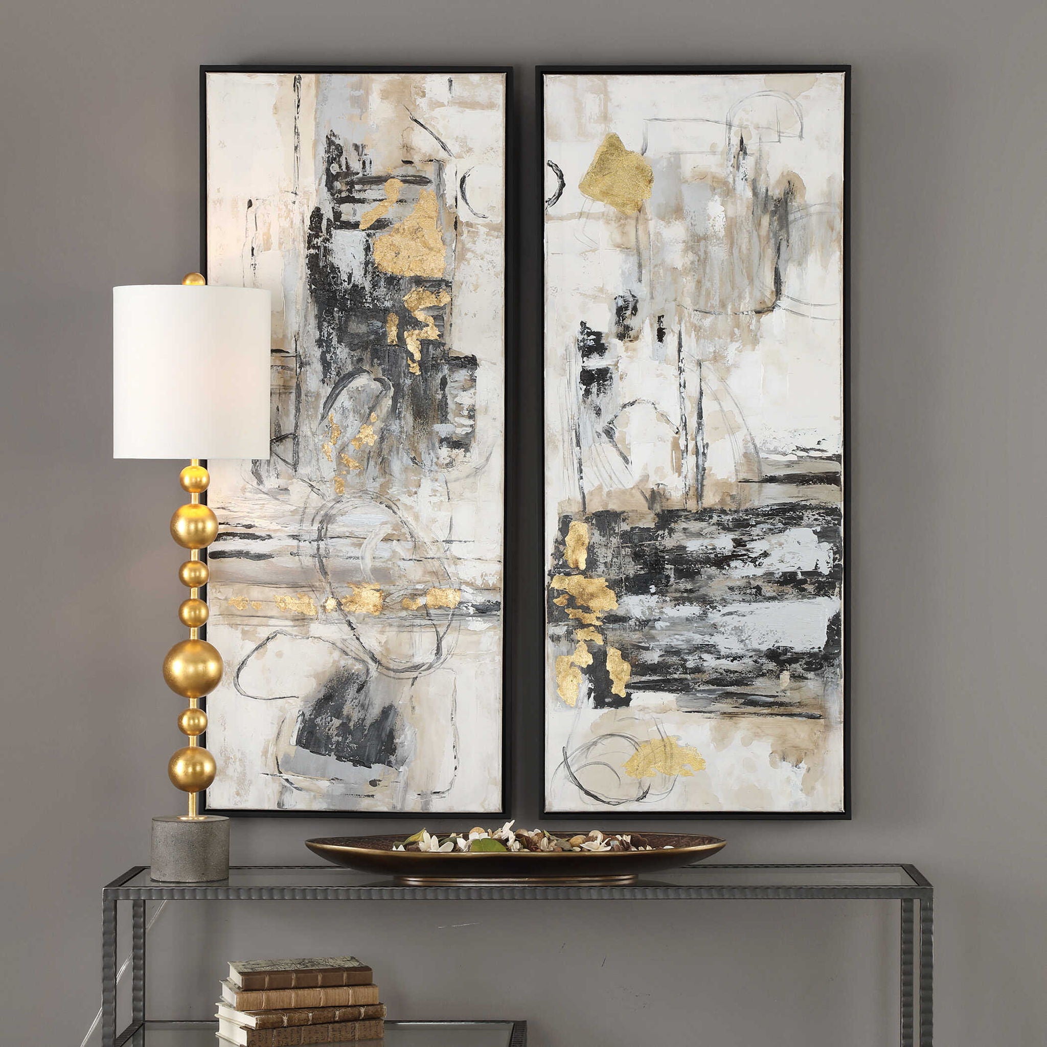 Life Scenes - Abstract Art (Set of 2) - Beige - Image 3