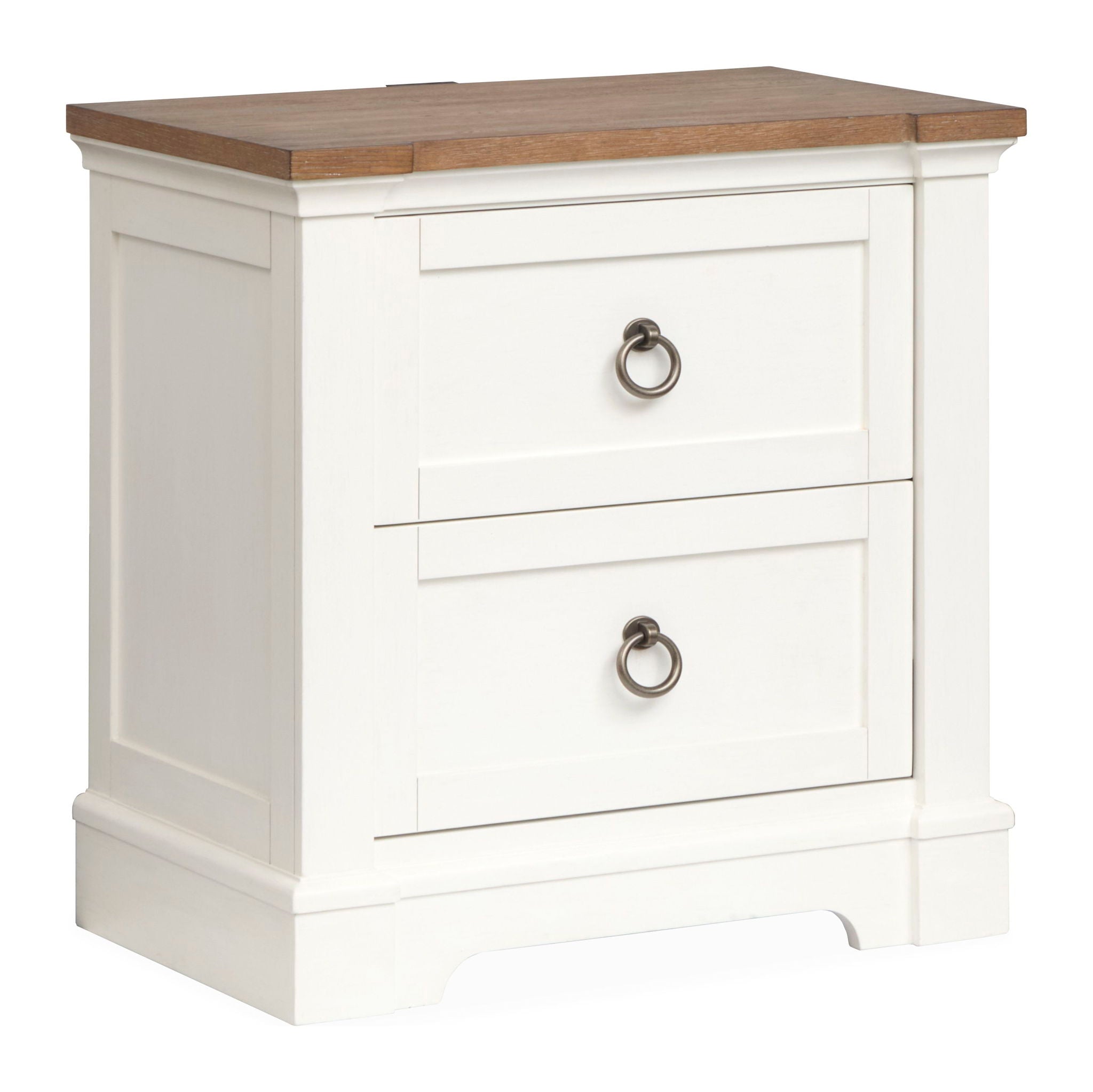 Kingston – Drawer Nightstand – Whisper White And Cerused Nutmeg