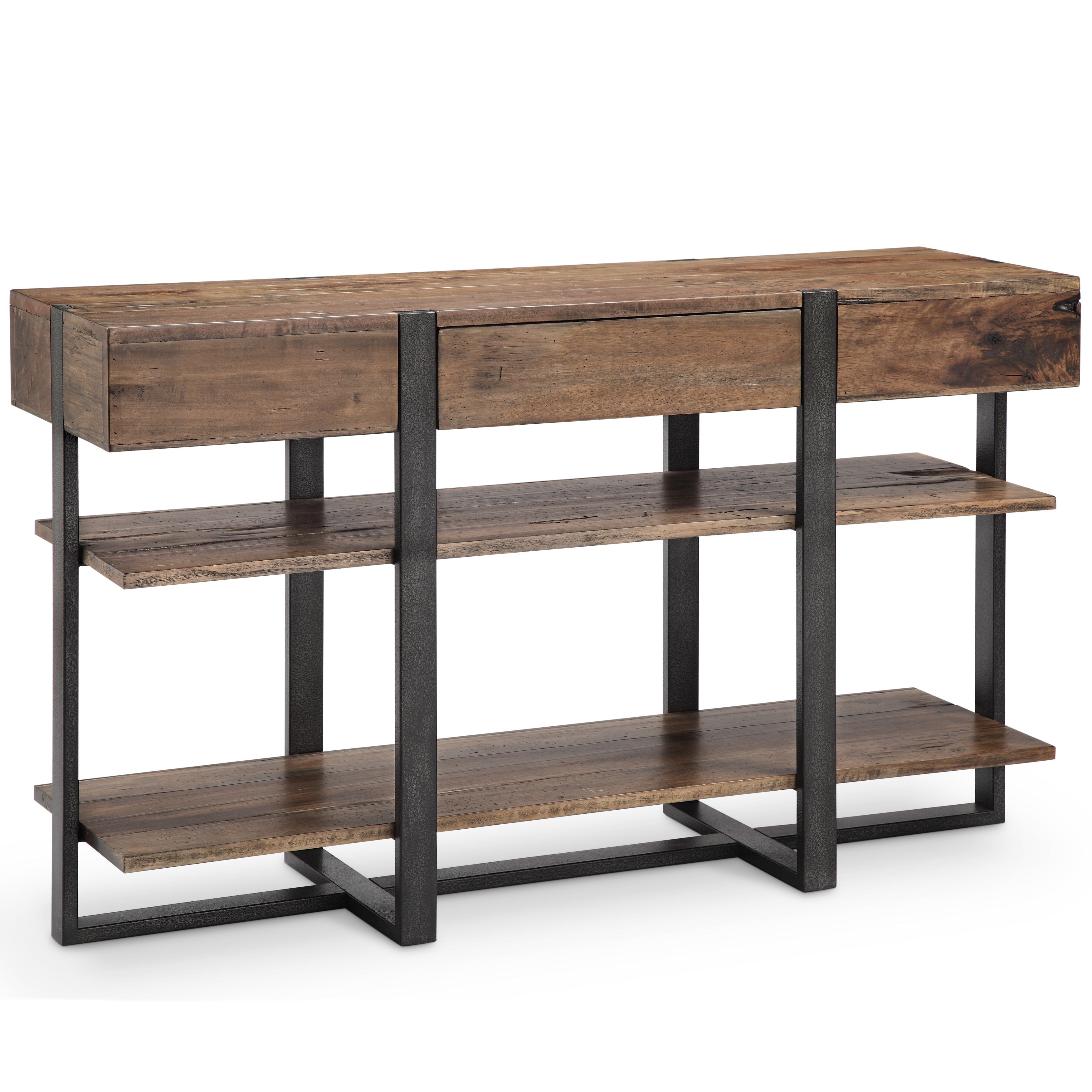 Prescott – Modern Reclaimed Wood Rectangular Sofa Table – Rustic Honey