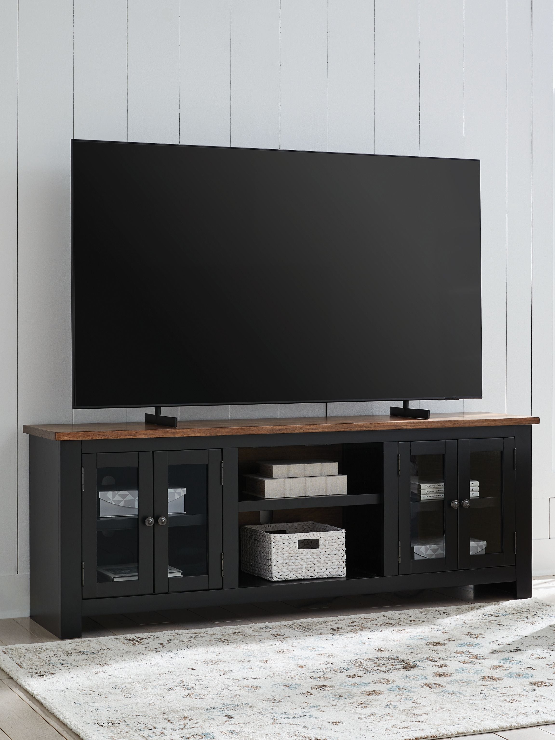 Wildenauer – XL TV Stand With Fireplace Option – Brown / Black