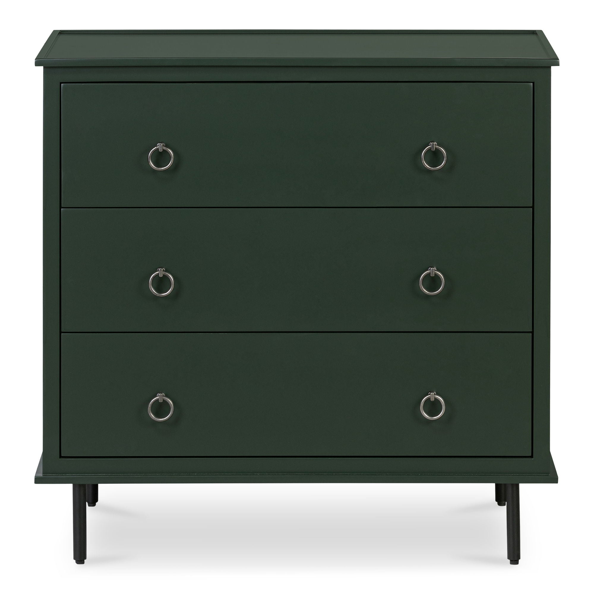 Reagan – 3 Drawer Nightstand – Deep Green