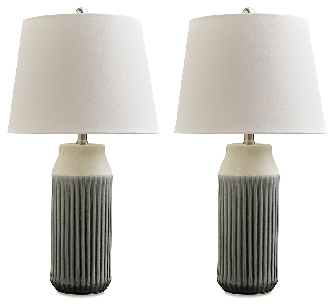 Afener – Ceramic Table Lamp (Set of 2) – Blue / Beige