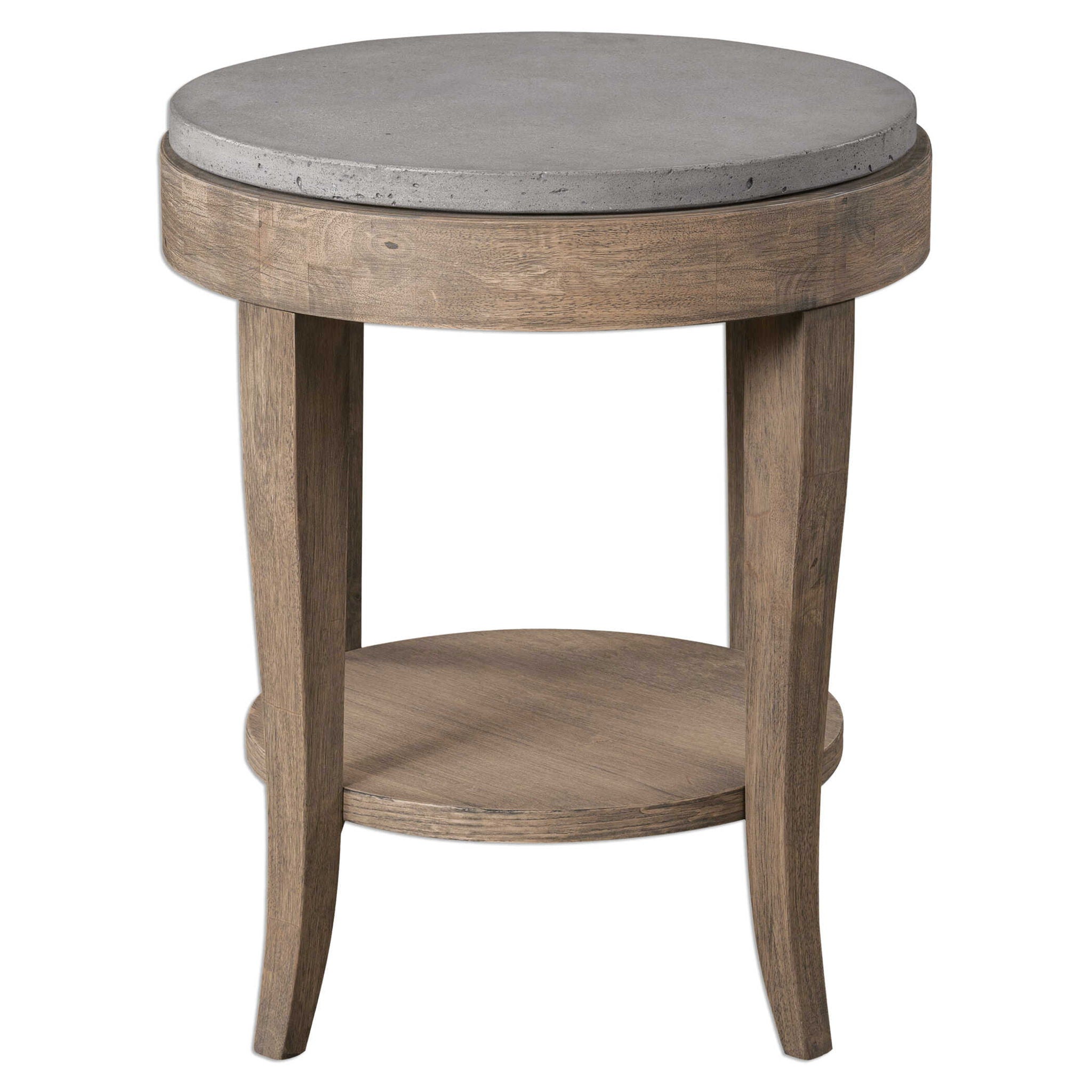 Deka – Round Side Table – Gray & Light Brown