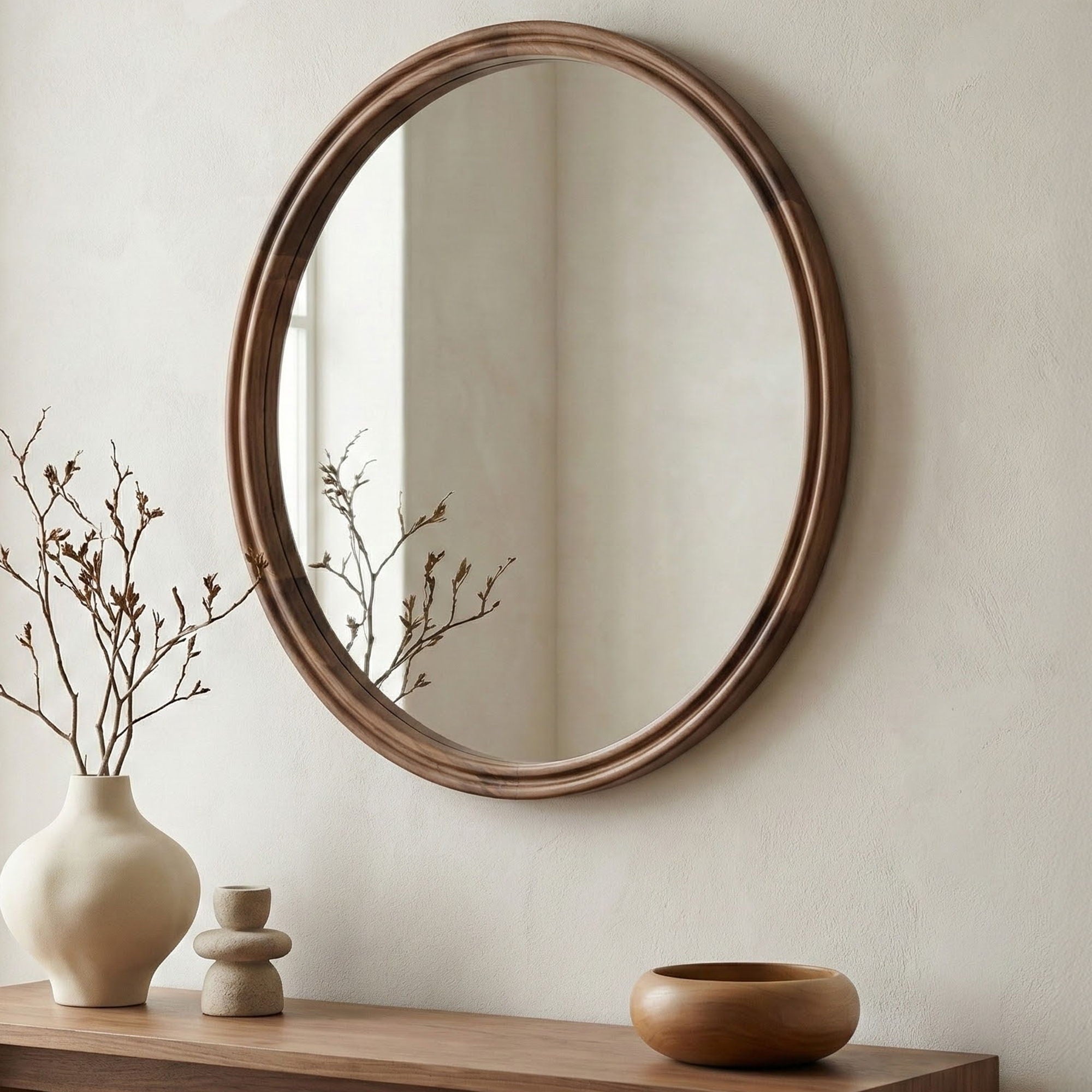 Alcott - Accent Round Mirror Small - Walnut - Image 3