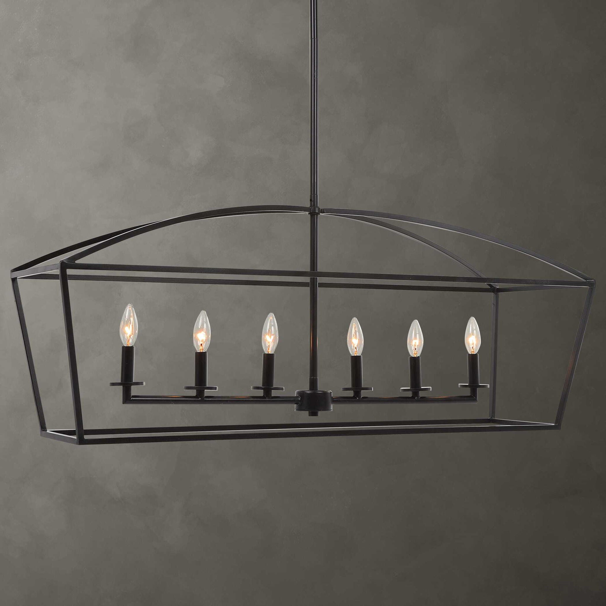 Clayton – 6 Light Linear Chandelier – Black