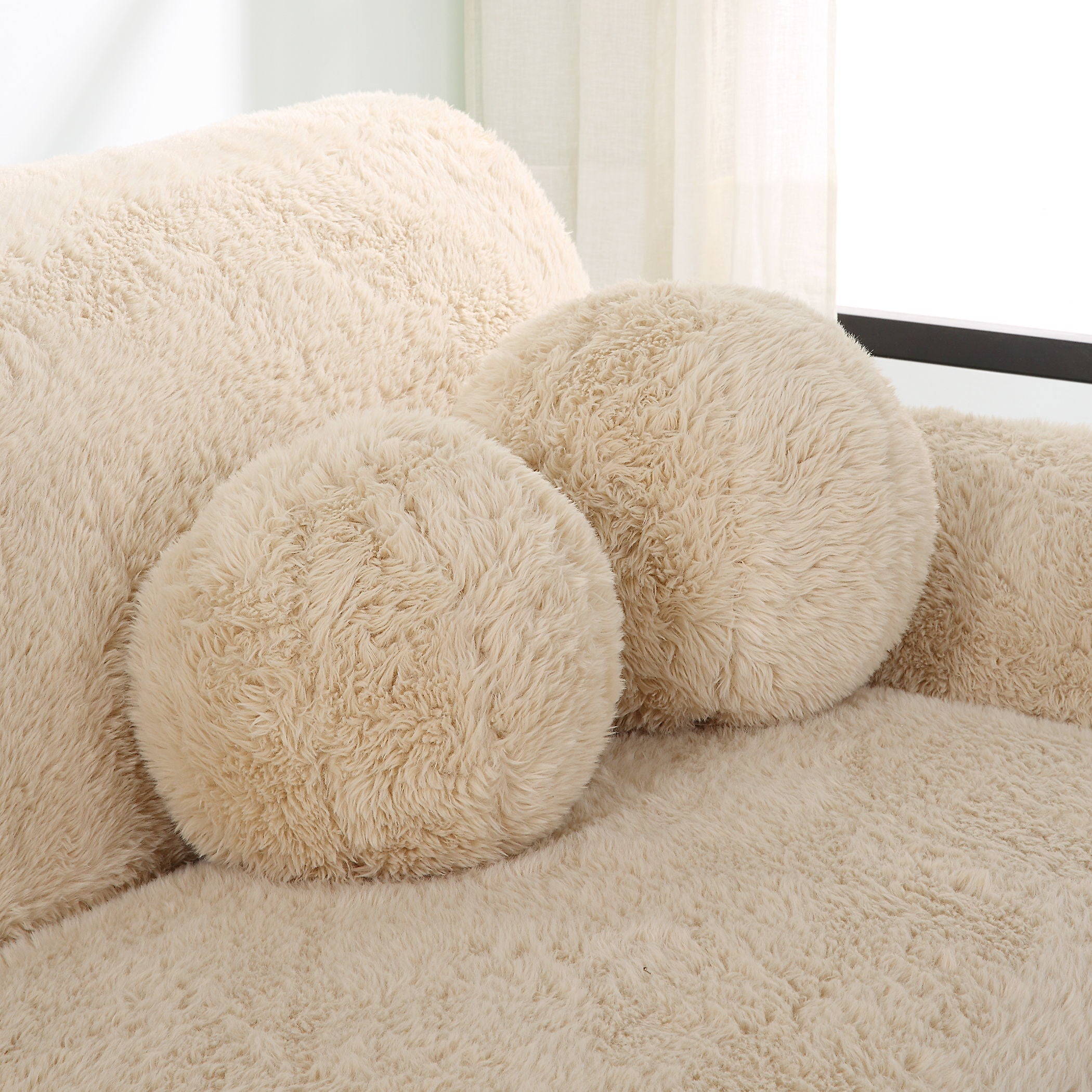 Abide - Ball Sheepskin Pillows (Set of 2) - Beige - Image 3