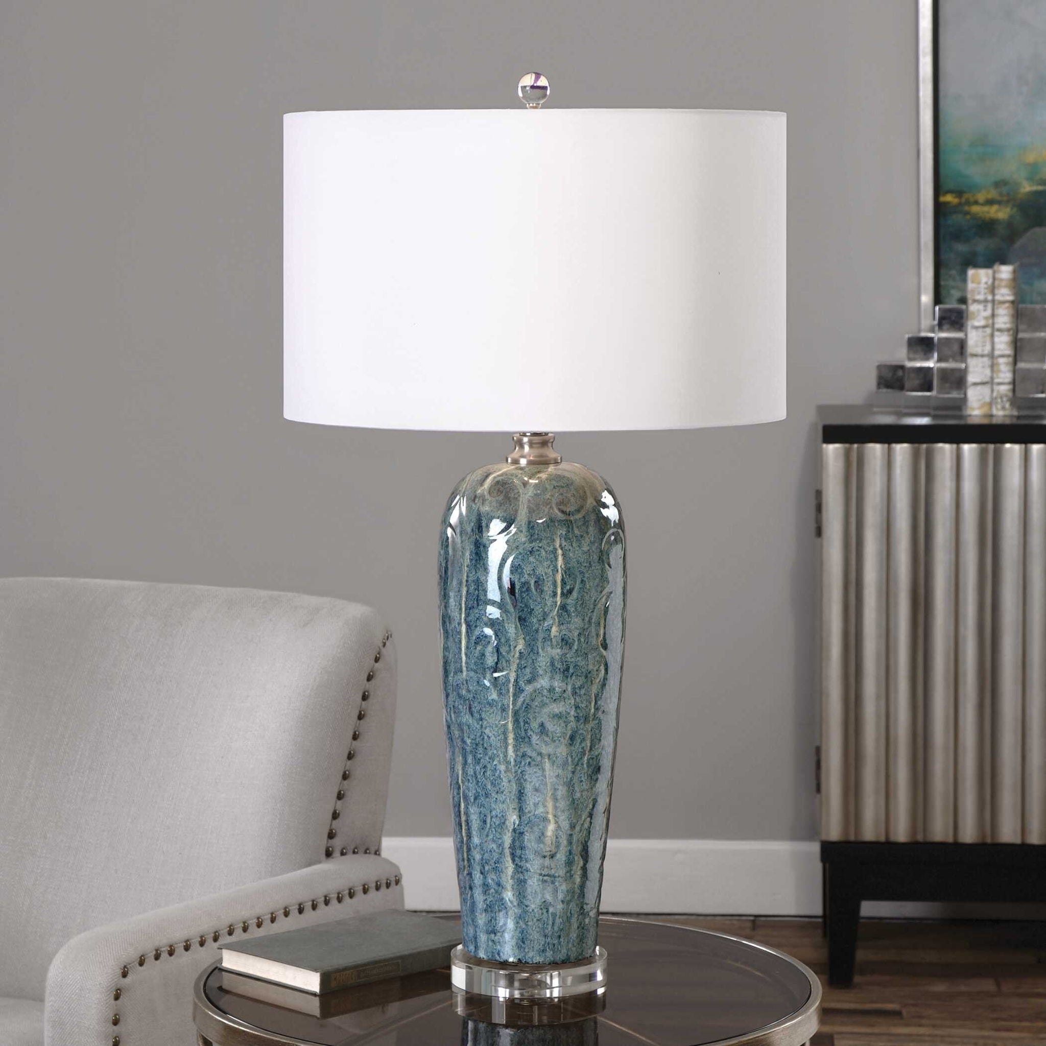 Maira - Ceramic Table Lamp - Blue - Image 3