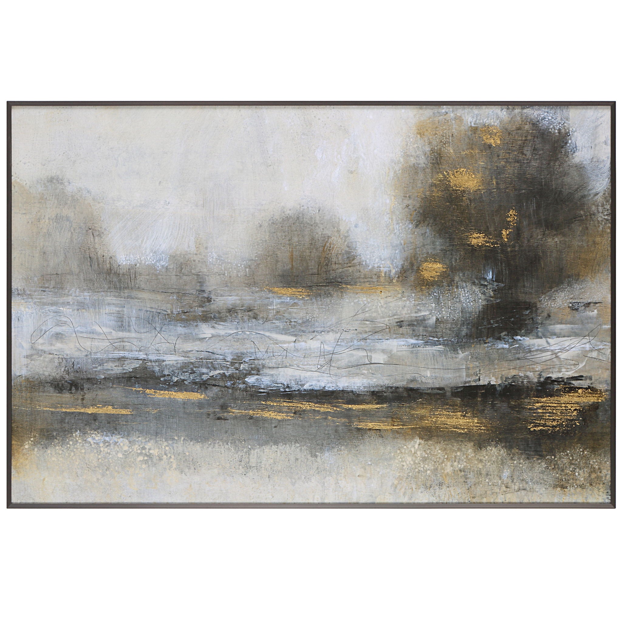 Gilt – Misty Landscape Framed Print – Pearl Silver