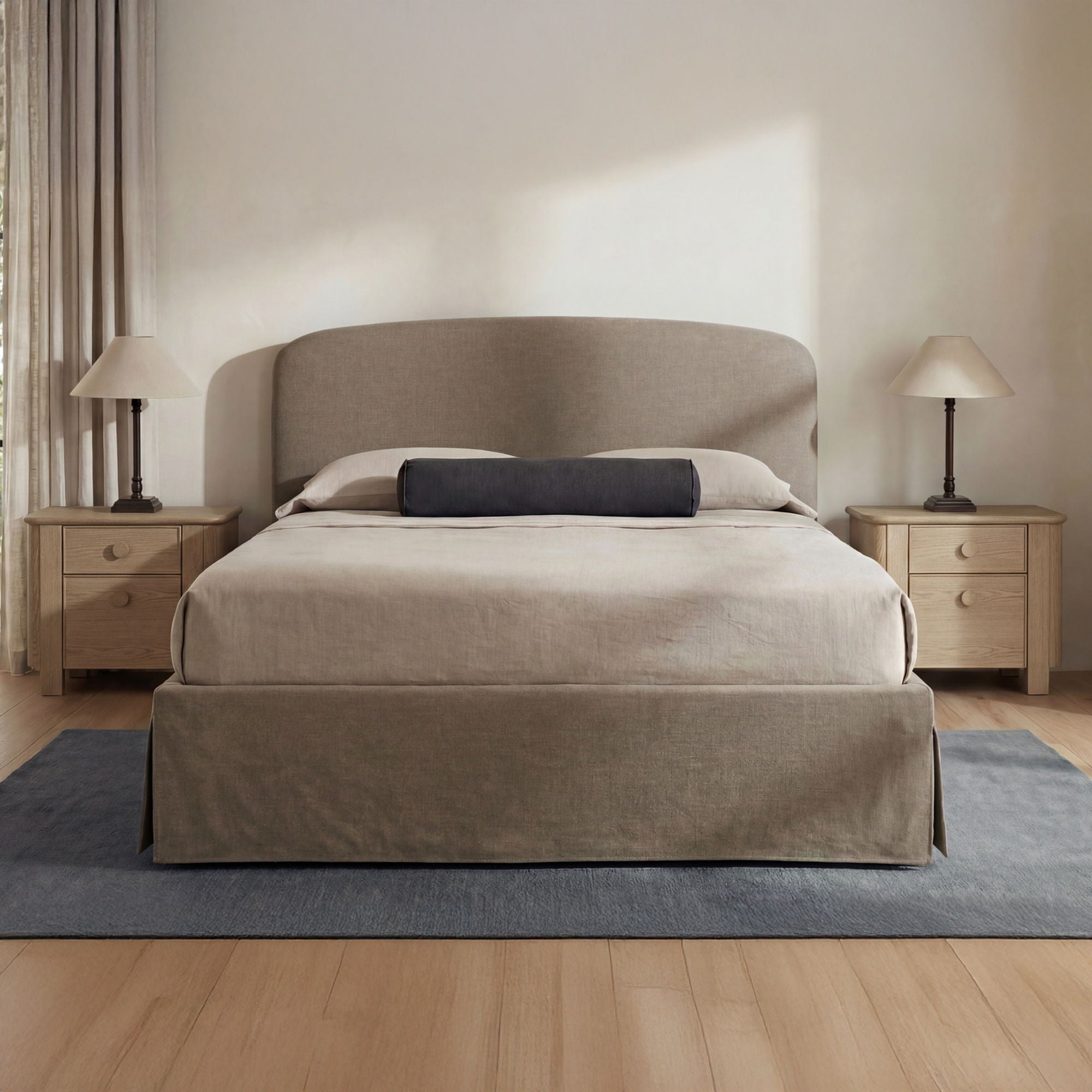 Joan - King Storage Bed - Light Taupe - Image 1