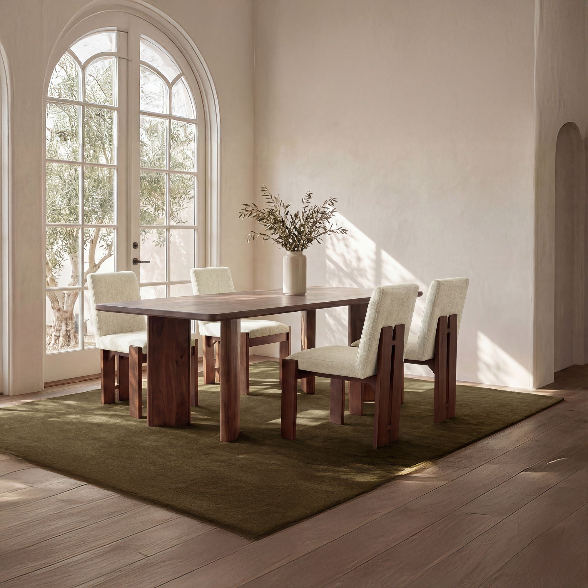 Mia – Dining Chair (Set of 2) – Beige / Dark Brown