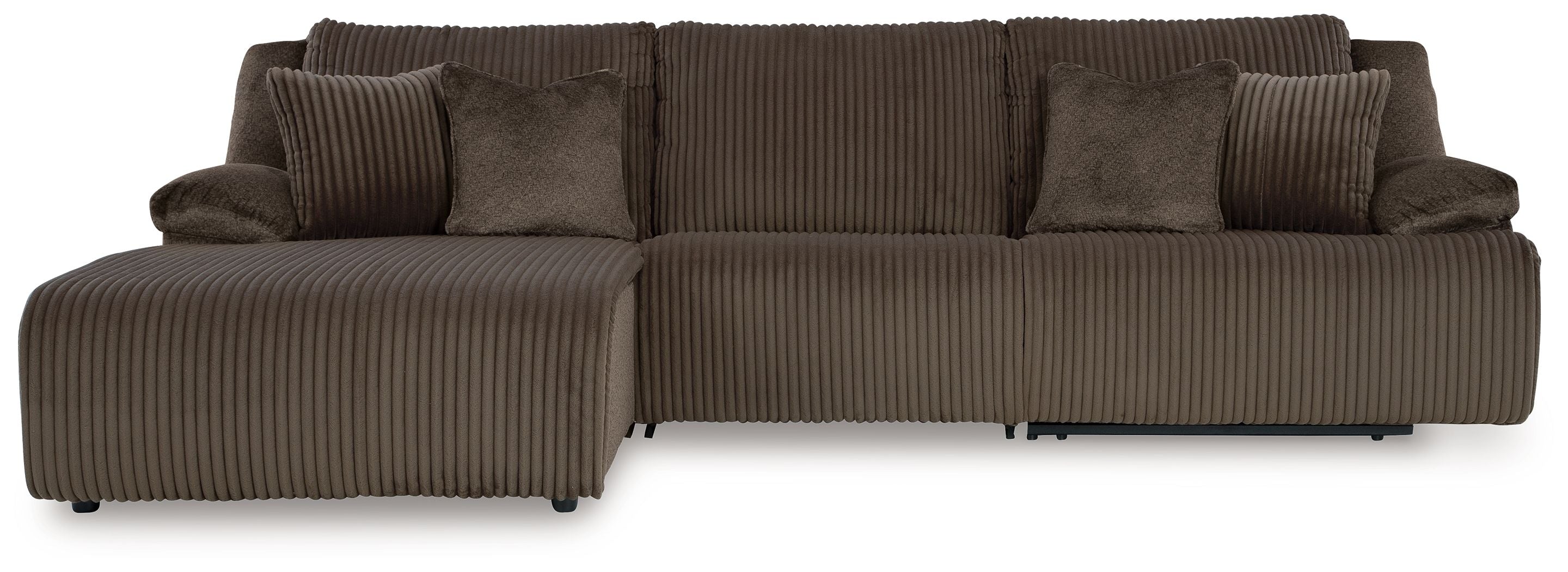 Top Tier – 3-Piece Sectional Reclining Sofa With Left-Arm Facing Press Back Chaise – Chocolate