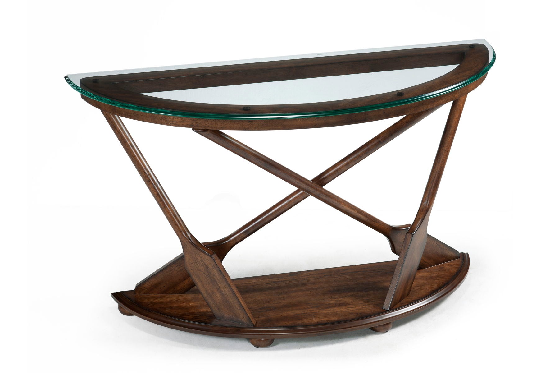 Beaufort – Sofa Table With Base And Glass Top – Dark Oak