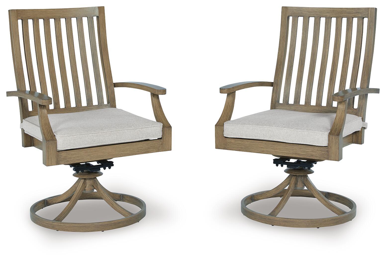 Rainier Ranch - Swivel Chair With Cushion (Set of 2) - Brown / Beige - Image 1