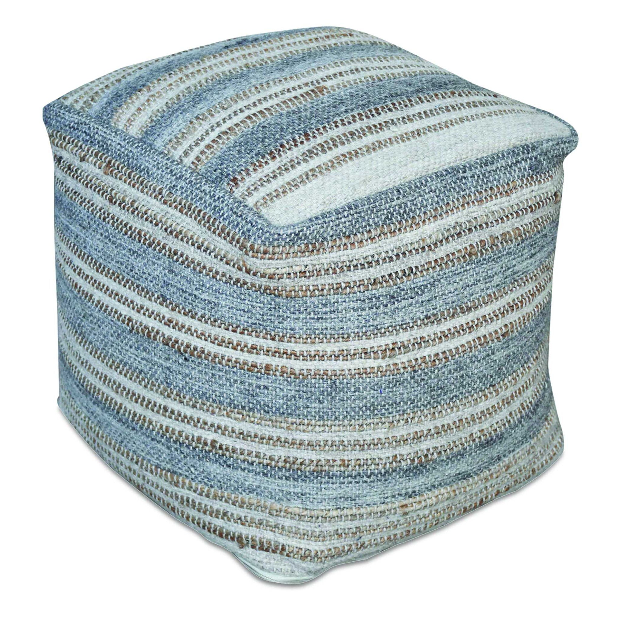 Mesick – Handwoven Pouf – Gray