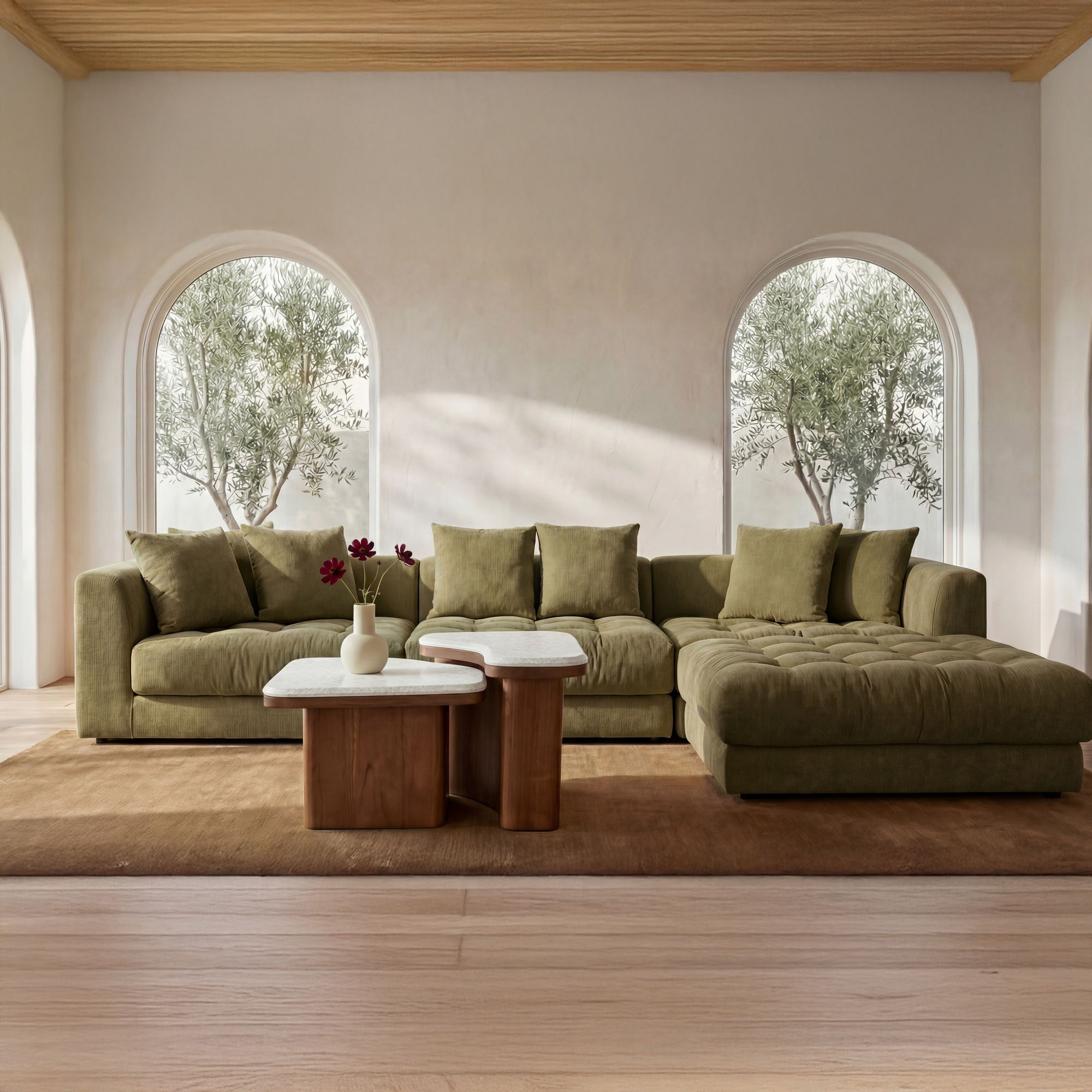 Davie - Slipper Chair - Olive Green - Image 1