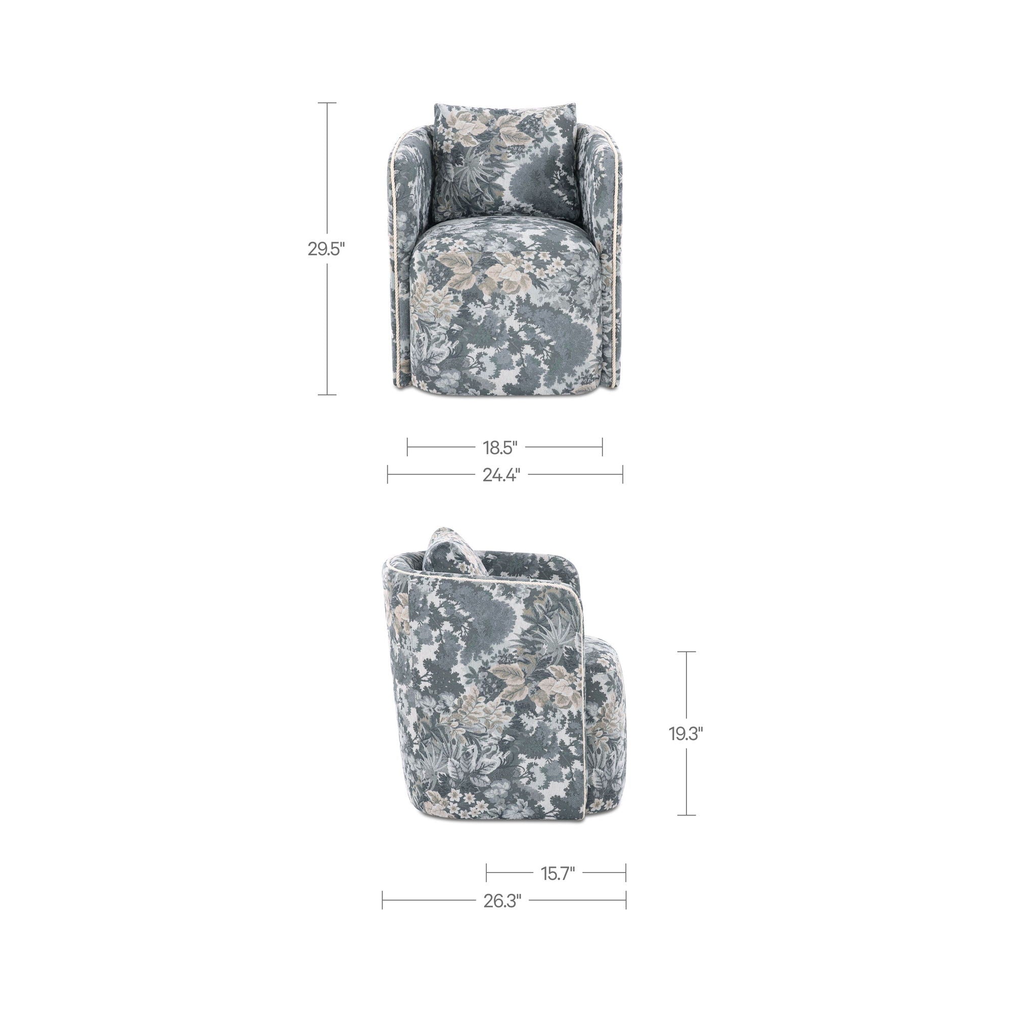 Cecil - Dining Chair Tapestry - Blue / Gray - Image 2