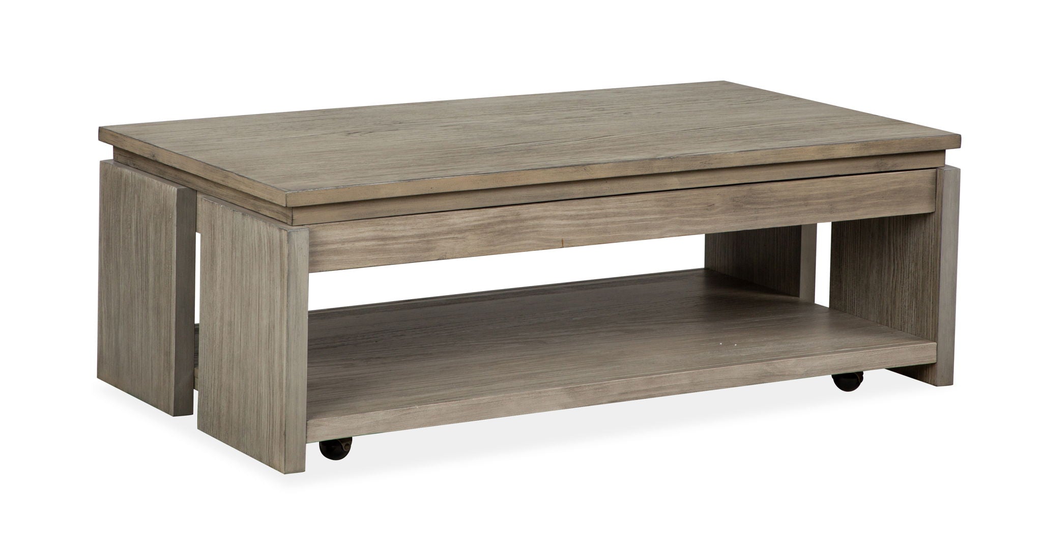 Conrad – Rectangular Lift Top Storage Cocktail Table With Casters – Stone Harbor Gray