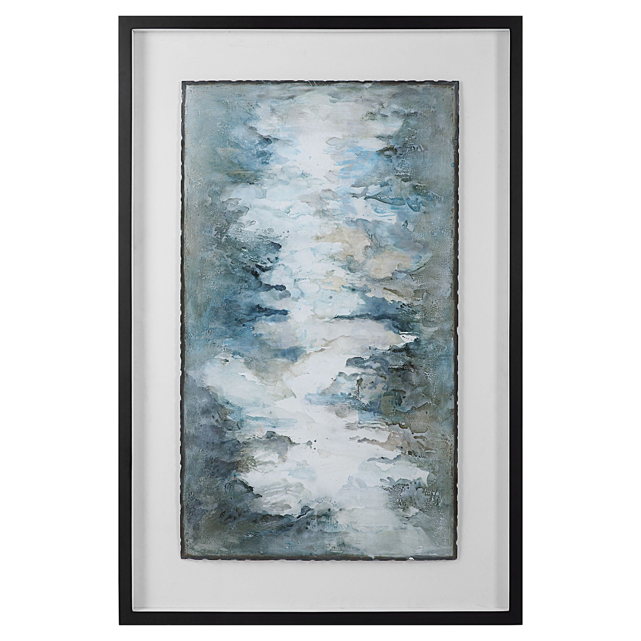 Lakeside Grande - Framed Abstract Print - Pearl Silver - Image 1