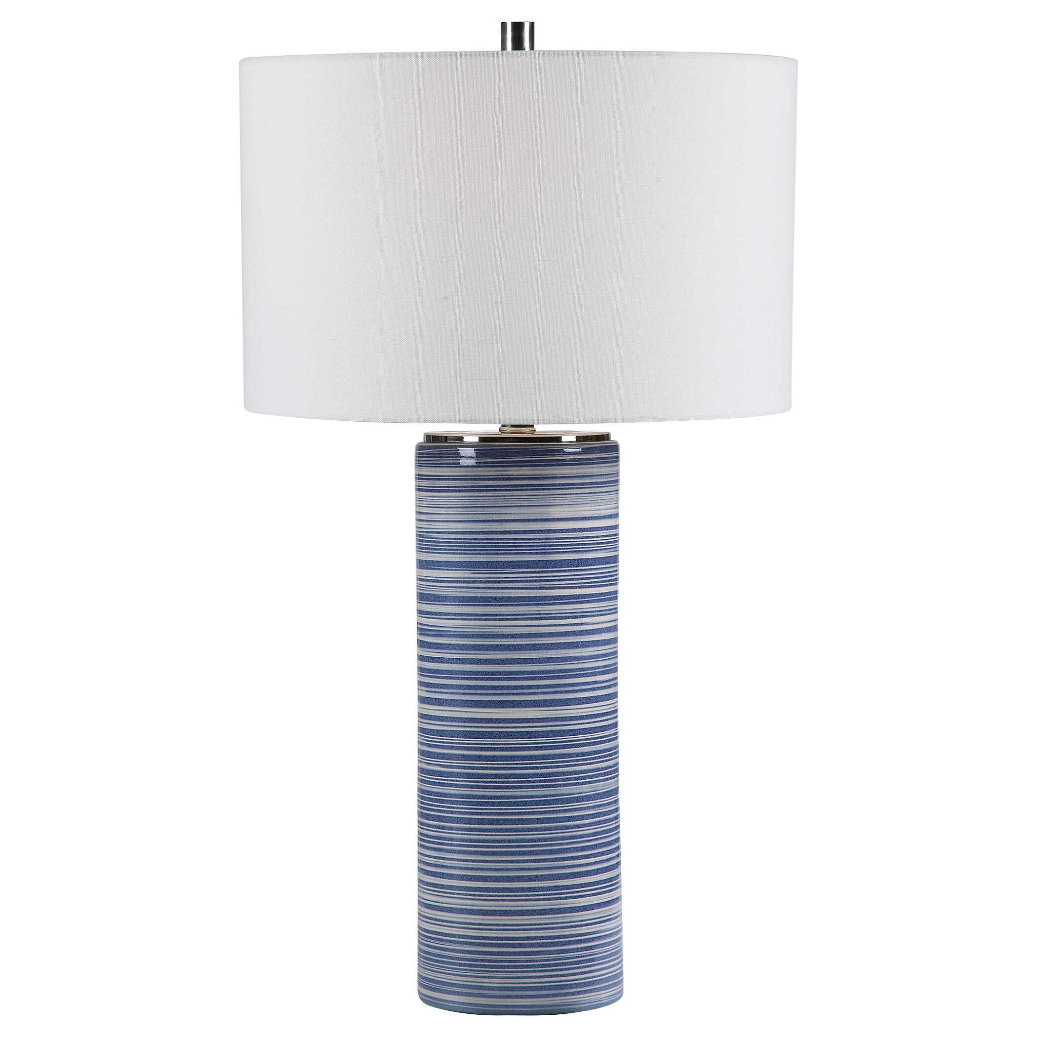 Montauk - Striped Table Lamp - Blue - Image 1