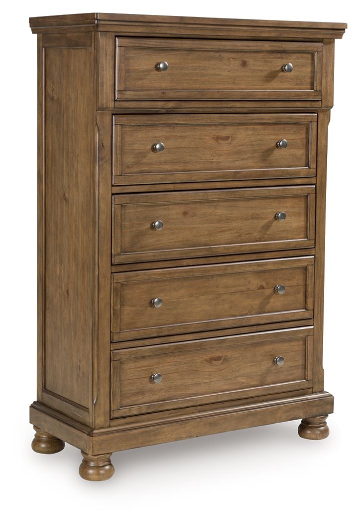 Feddinger – Five Drawer Chest – Medium Brown