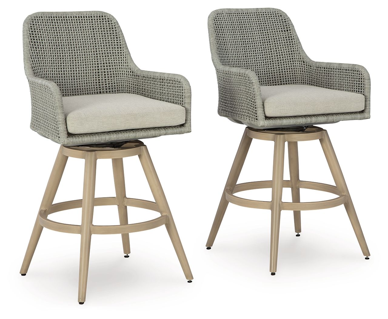 Seton Creek – Barstool With Cushion (Set of 2) – Beige / Gray