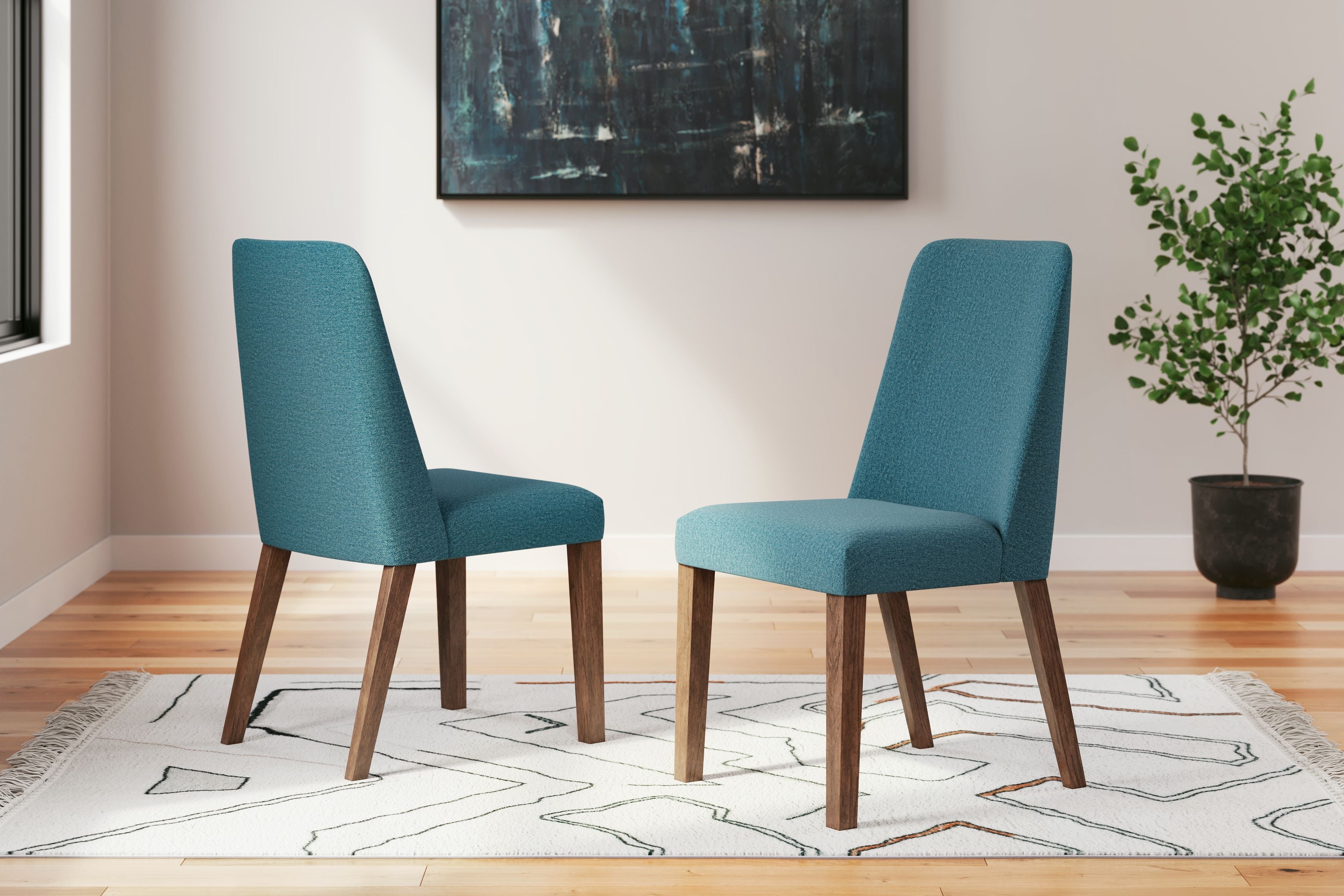 Lyncott - Dining Uph Side Chair (Set of 2) - Blue / Brown - Image 1