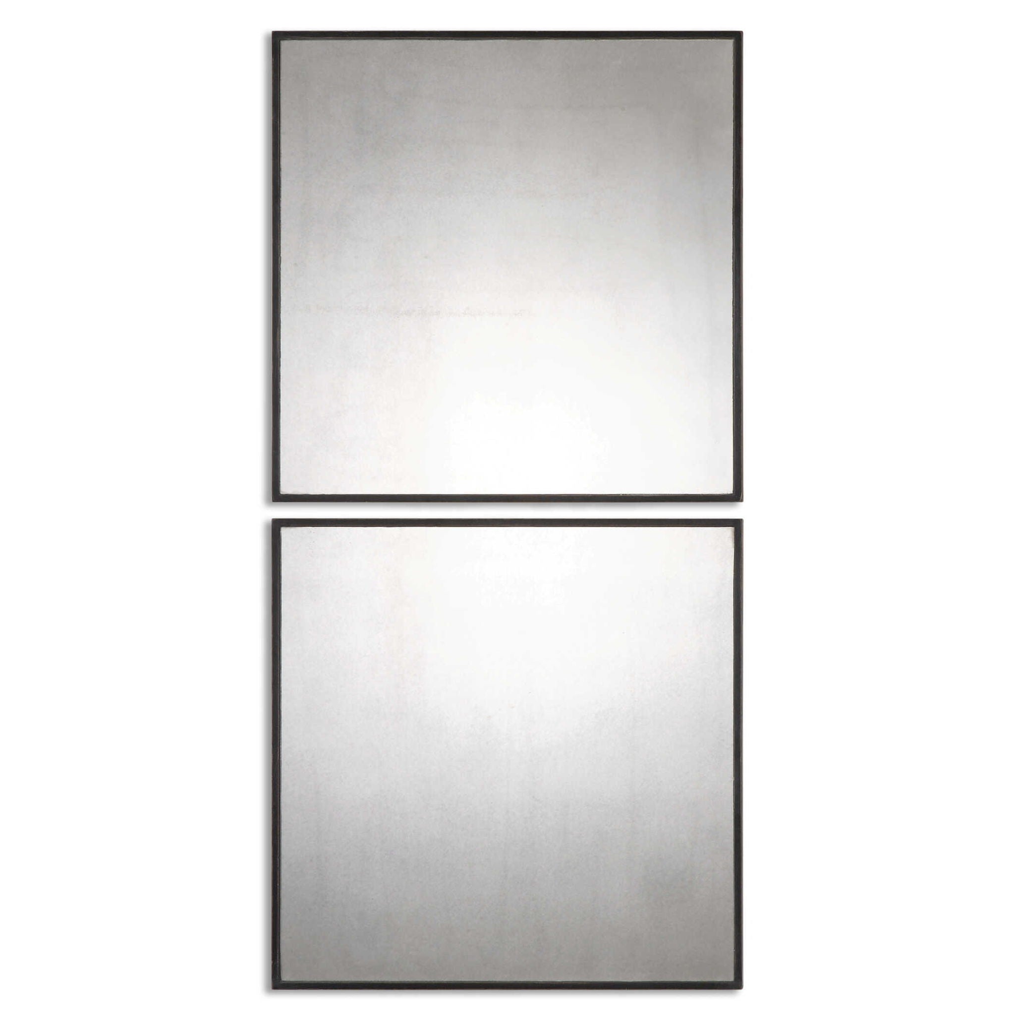 Matty Squares - Antiqued Square Mirrors (Set of 2) - Black - Image 1