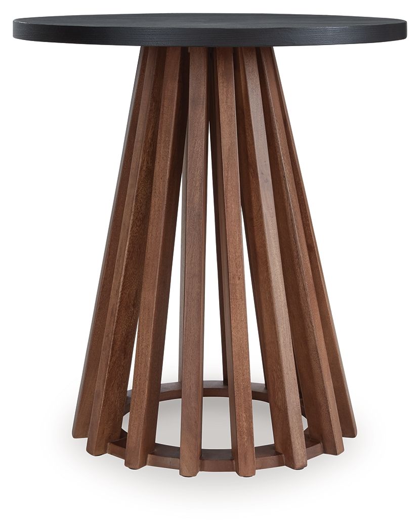 Kallari - Round End Table - Warm Brown / Black - Image 1