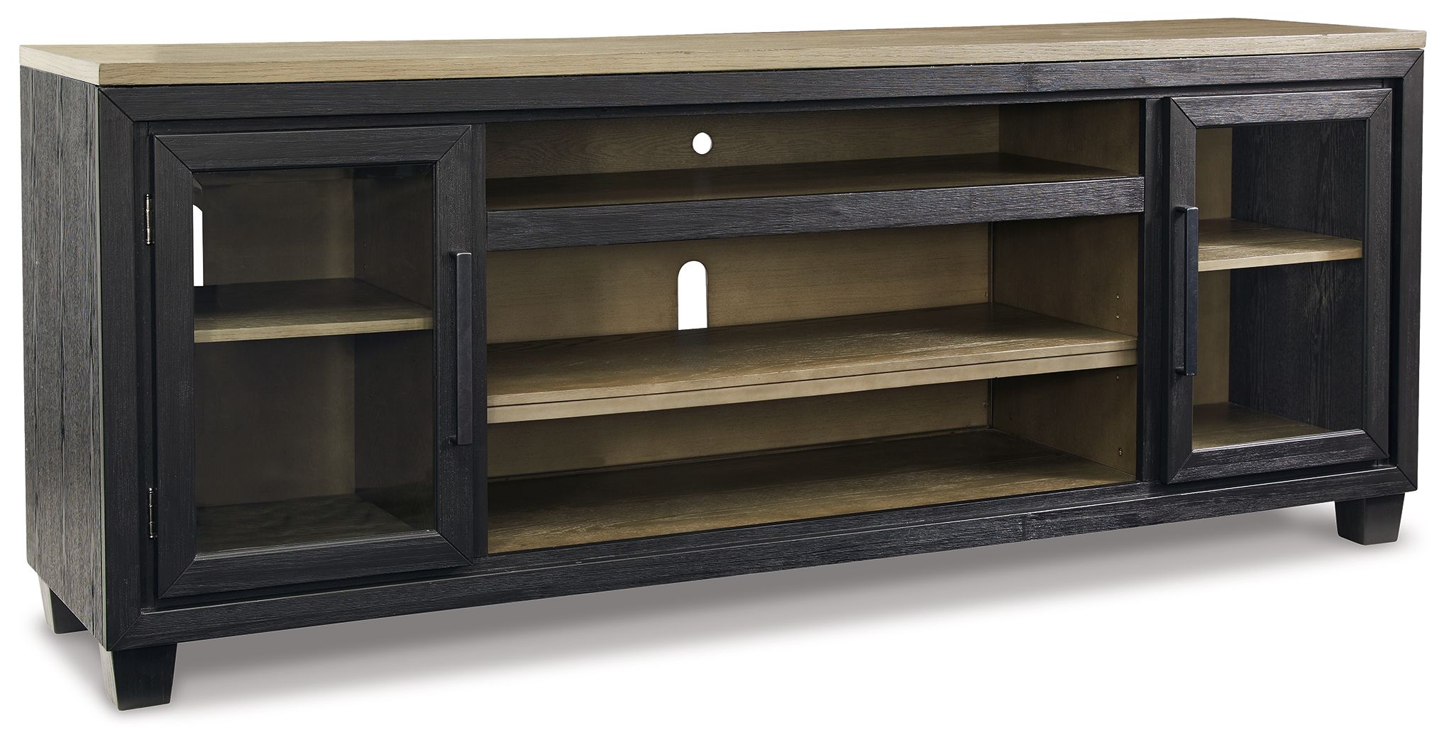 Foyland - XL TV Stand w/Fireplace Option - Black / Brown - Image 1