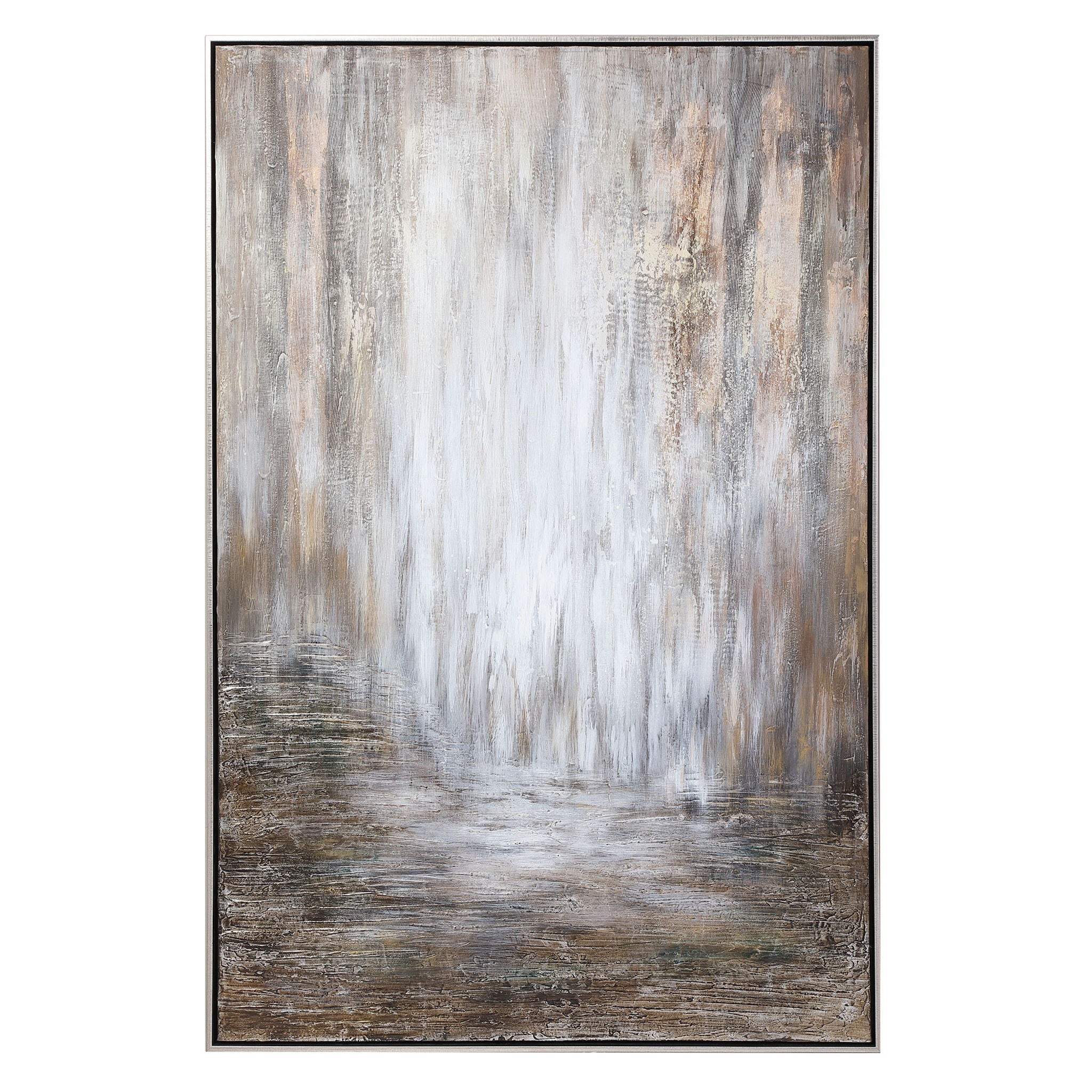 Desert Rain – Hand Painted Abstract Art – Pearl Silver