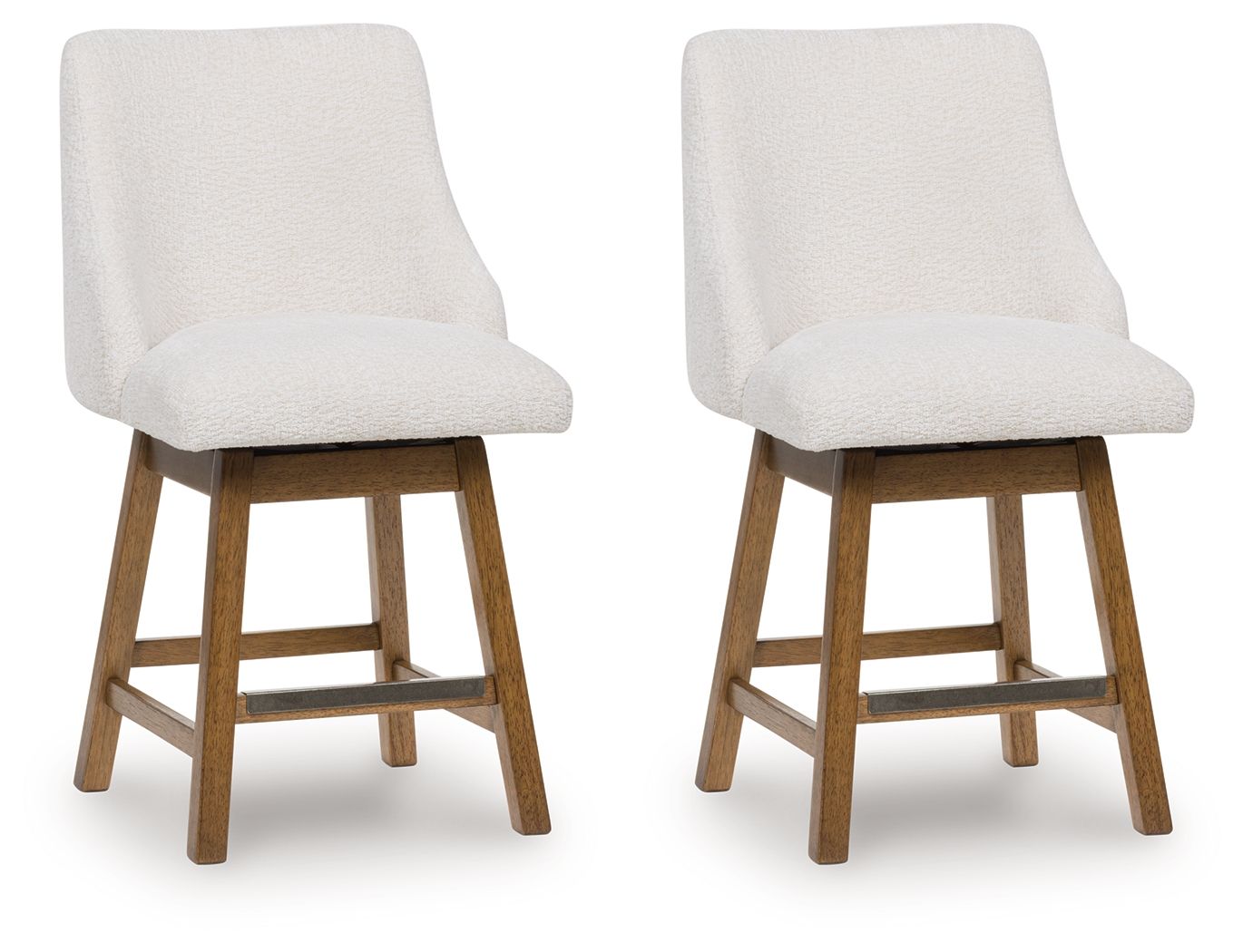 Cabalynn – Upholstered Swivel Barstool (Set of 2) – Oatmeal / Light Brown