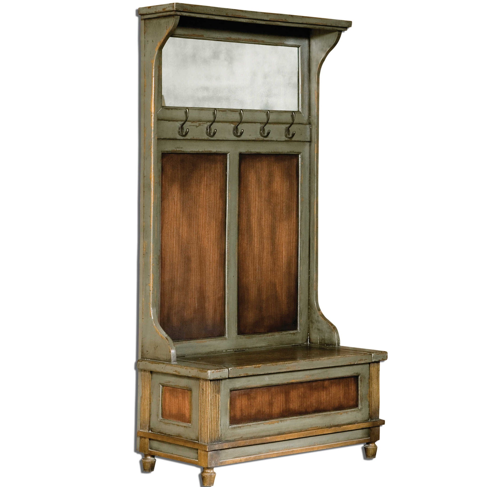 Riyo – Distressed Hall Tree – Light Brown