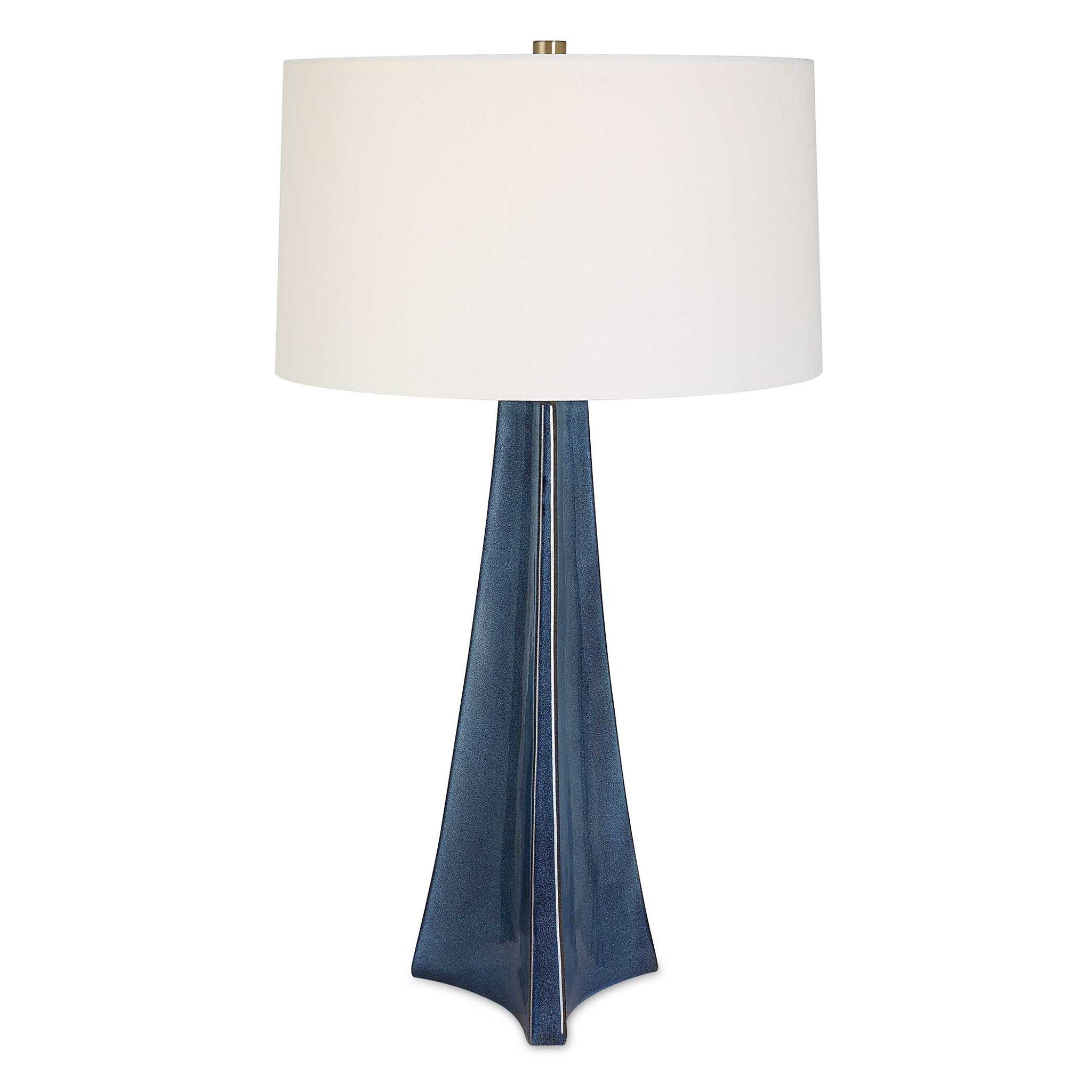 Teramo - Scalloped Ceramic Table Lamp - Blue - Image 1