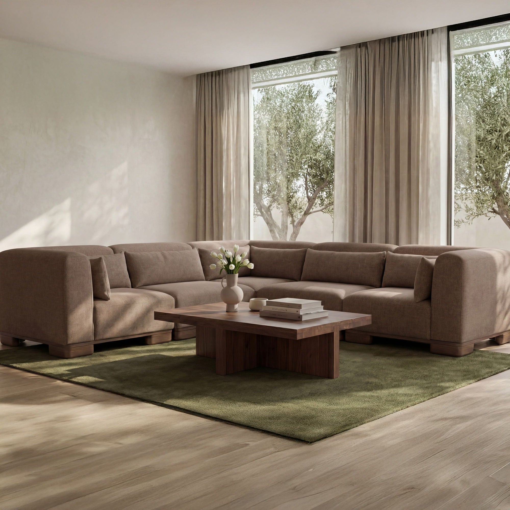 June - Classic L Modular Sectional - Dark Brown - Image 1