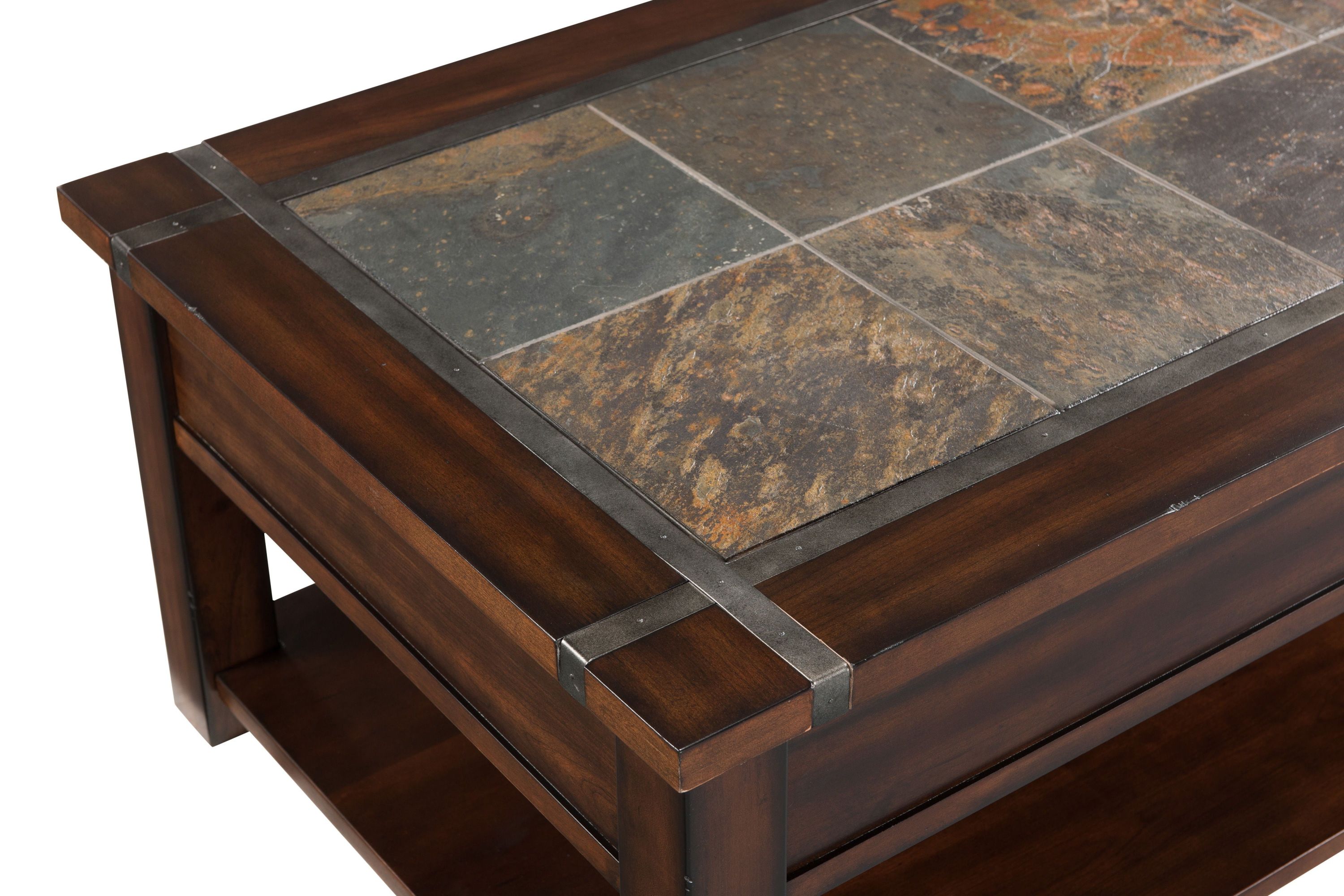 Roanoke - Rectangular Lift Top Cocktail Table (With Casters) - Cherry And Slate - Image 3