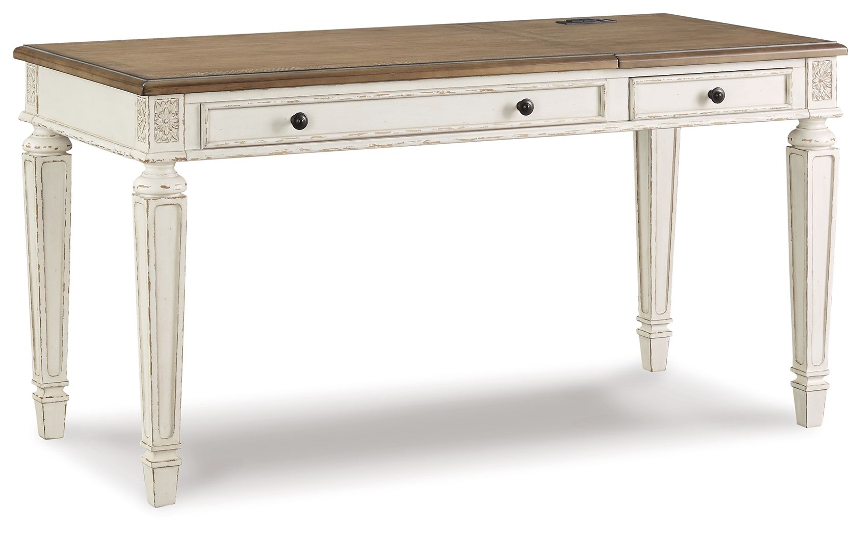 Realyn – Home Office Lift Top Desk – White / Brown