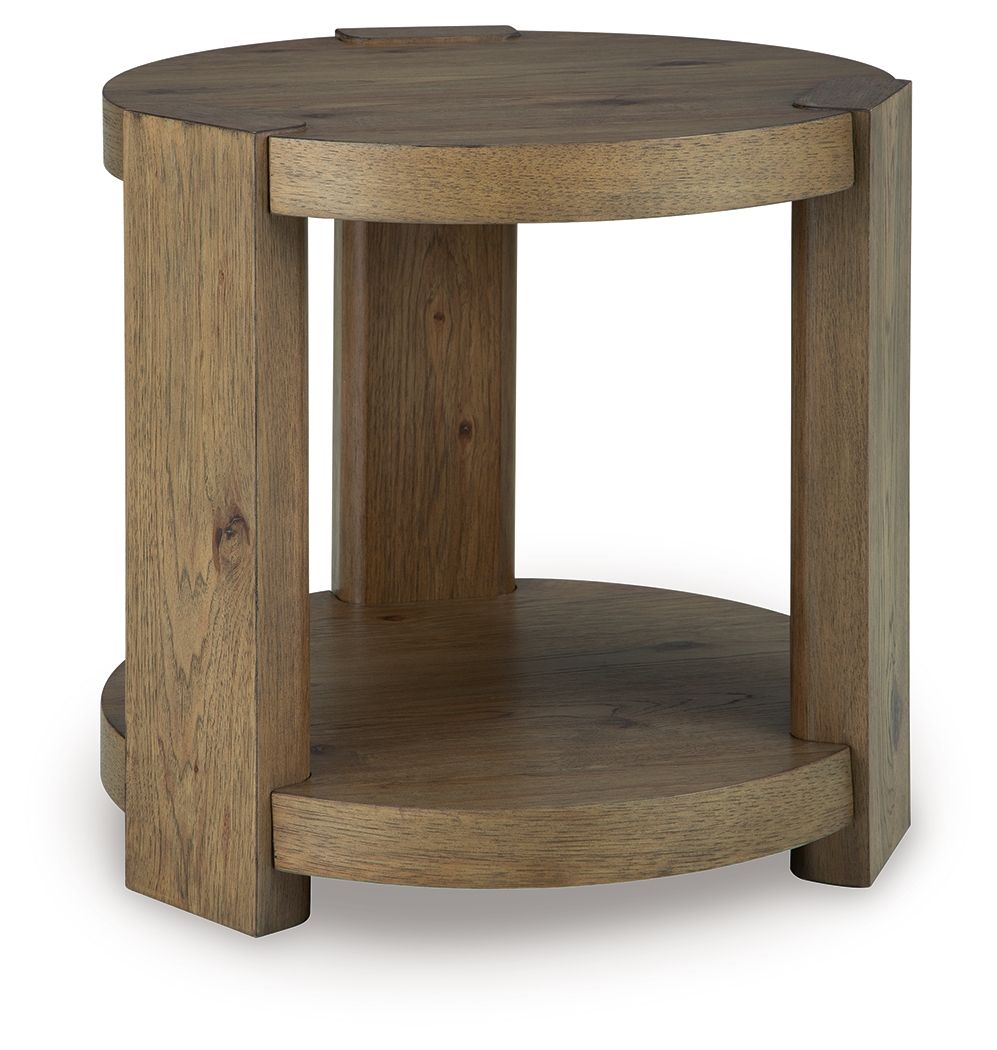 Flangren – Round End Table – Light Brown