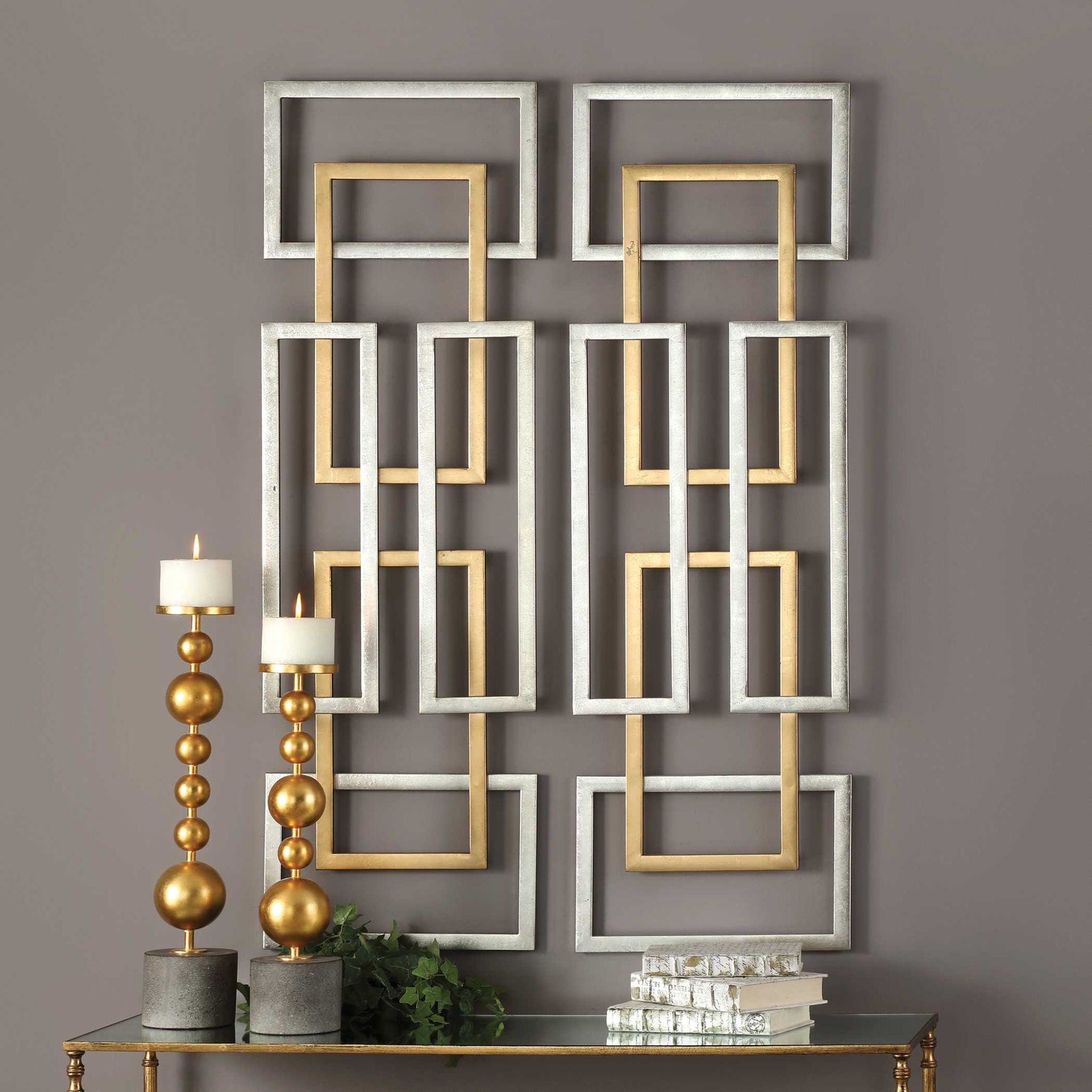 Aerin - Geometric Wall Art (Set of 2) - Gold - Image 3