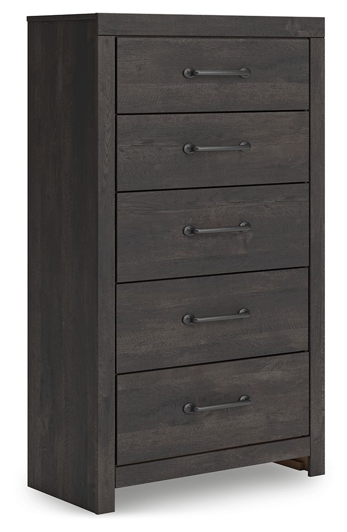 Hollivern – Five Drawer Chest – Dark Gray