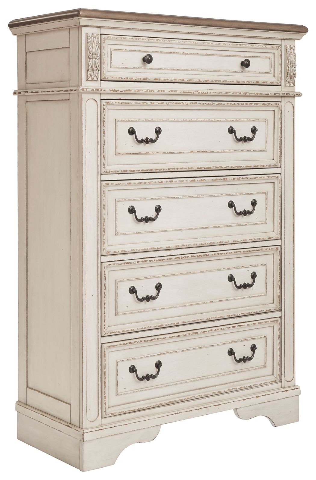 Realyn - Five Drawer Chest - White / Brown / Beige - Image 1