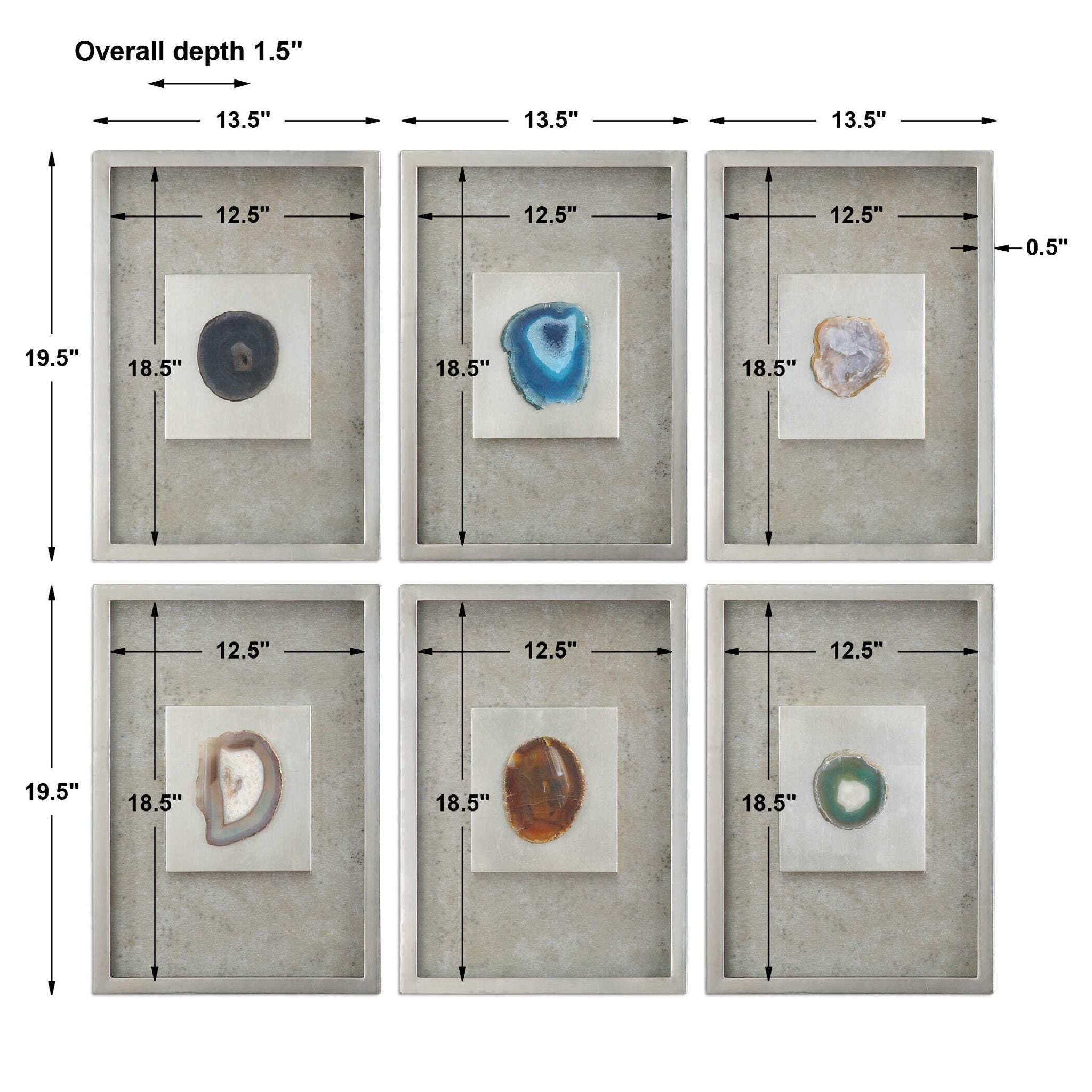Agate - Stone Wall Art (Set of 6) - Silver - Image 3