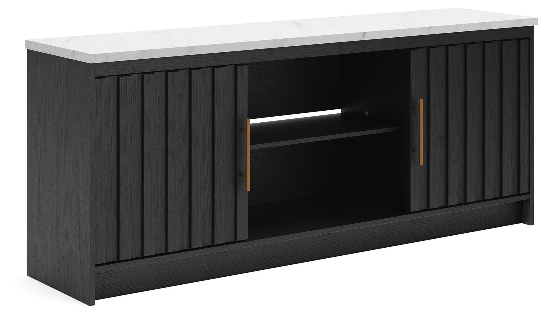 Cadmori - XL TV Stand With Fireplace Option - Black / White - Image 1