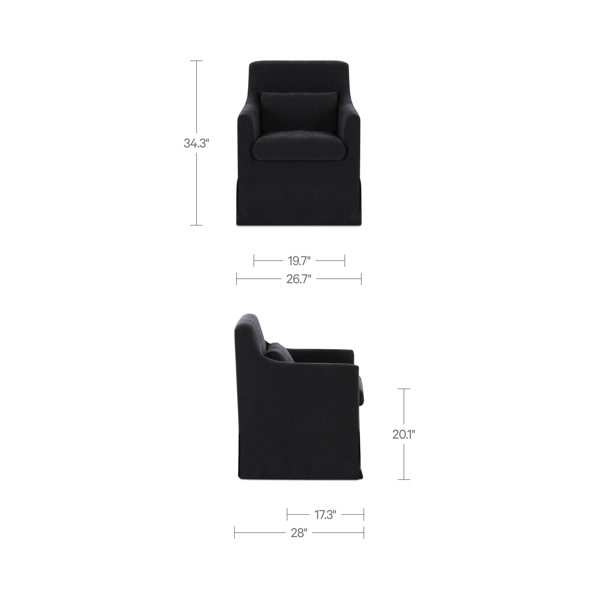 Lydia - Slipcover Dining Chair - Black - Image 2